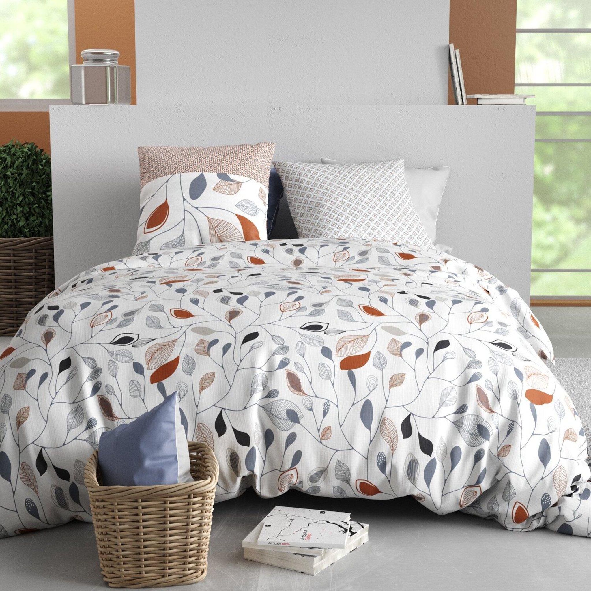 Voir la diapositive 1 : ATELIER DU COTON Parure housse de couette 100% coton 57fils flolia