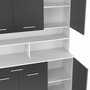 Voir la diapositive 6 : ID MARKET Buffet de cuisine 120 CM CINA 6 portes + tiroir blanc et gris brillant