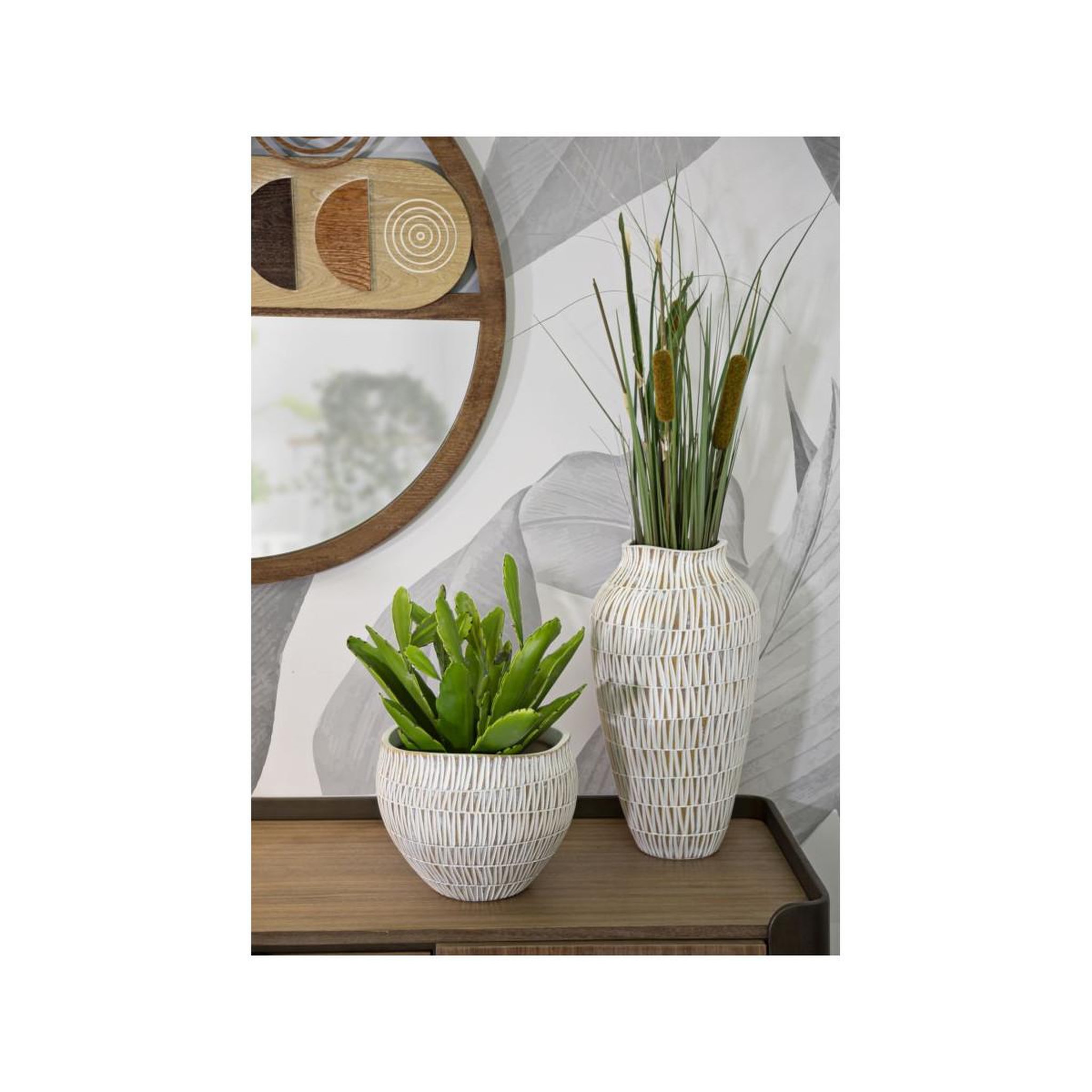 Voir la diapositive 5 : Paris Prix Vase déco en résine  stiky  44cm or & blanc