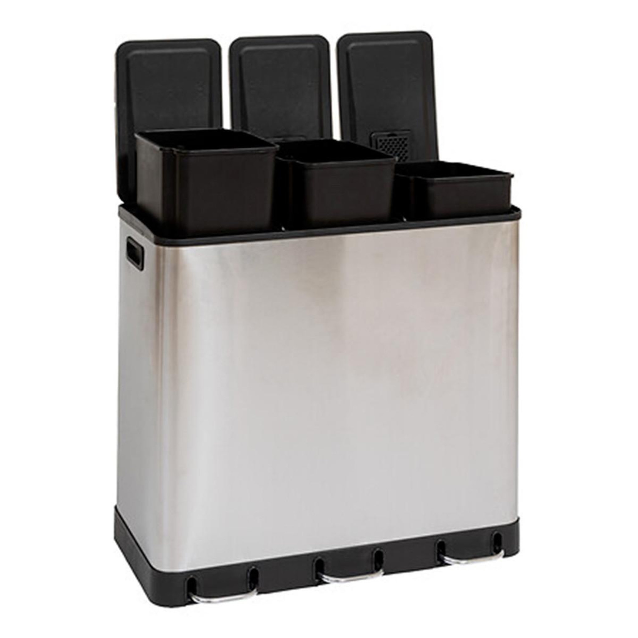 Voir la diapositive 3 : FIVE Poubelle de tri 3 bacs en métal  ariane  18l argent