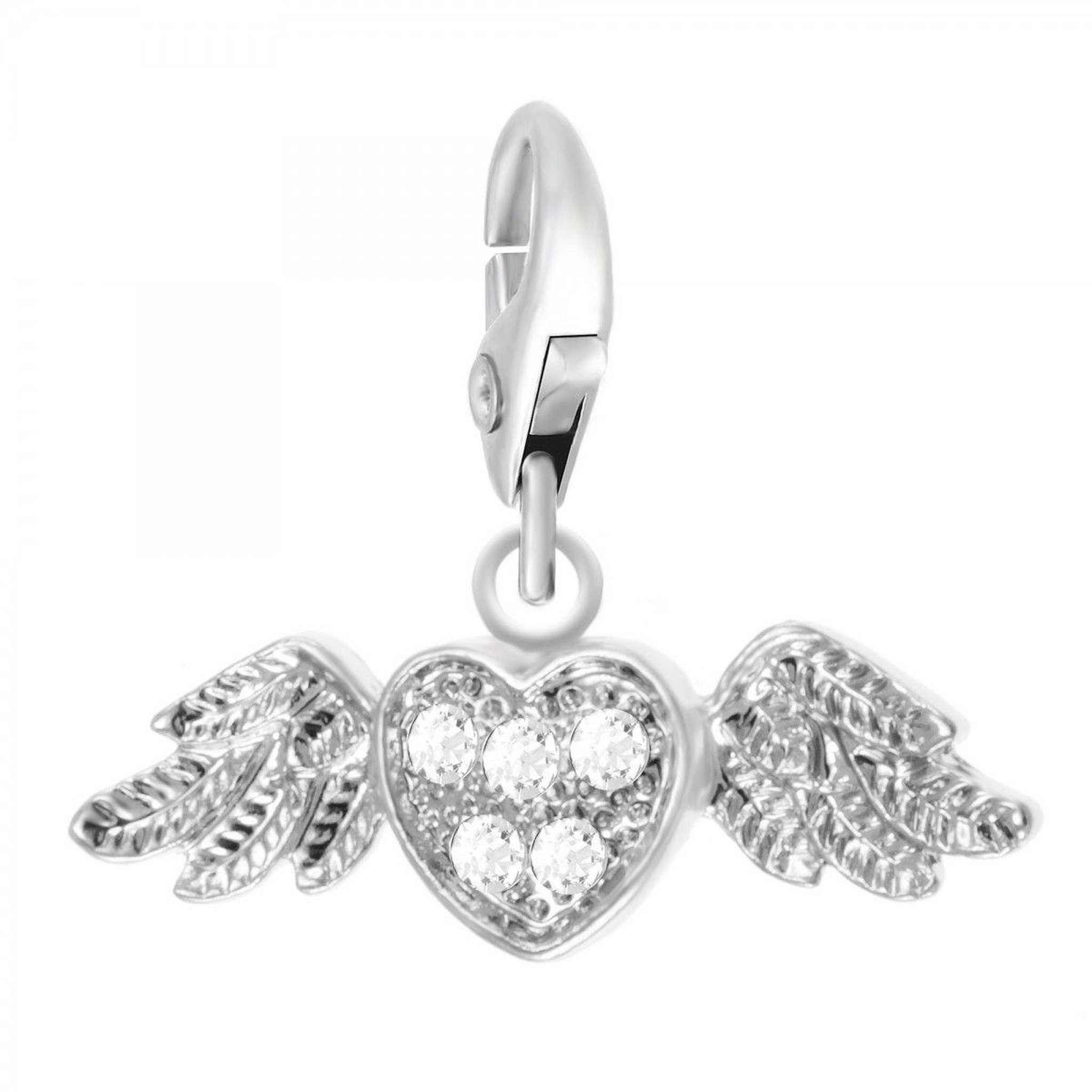 SC CRYSTAL Charm Coeur ailé SC Crystal orné de Cristaux scintillants