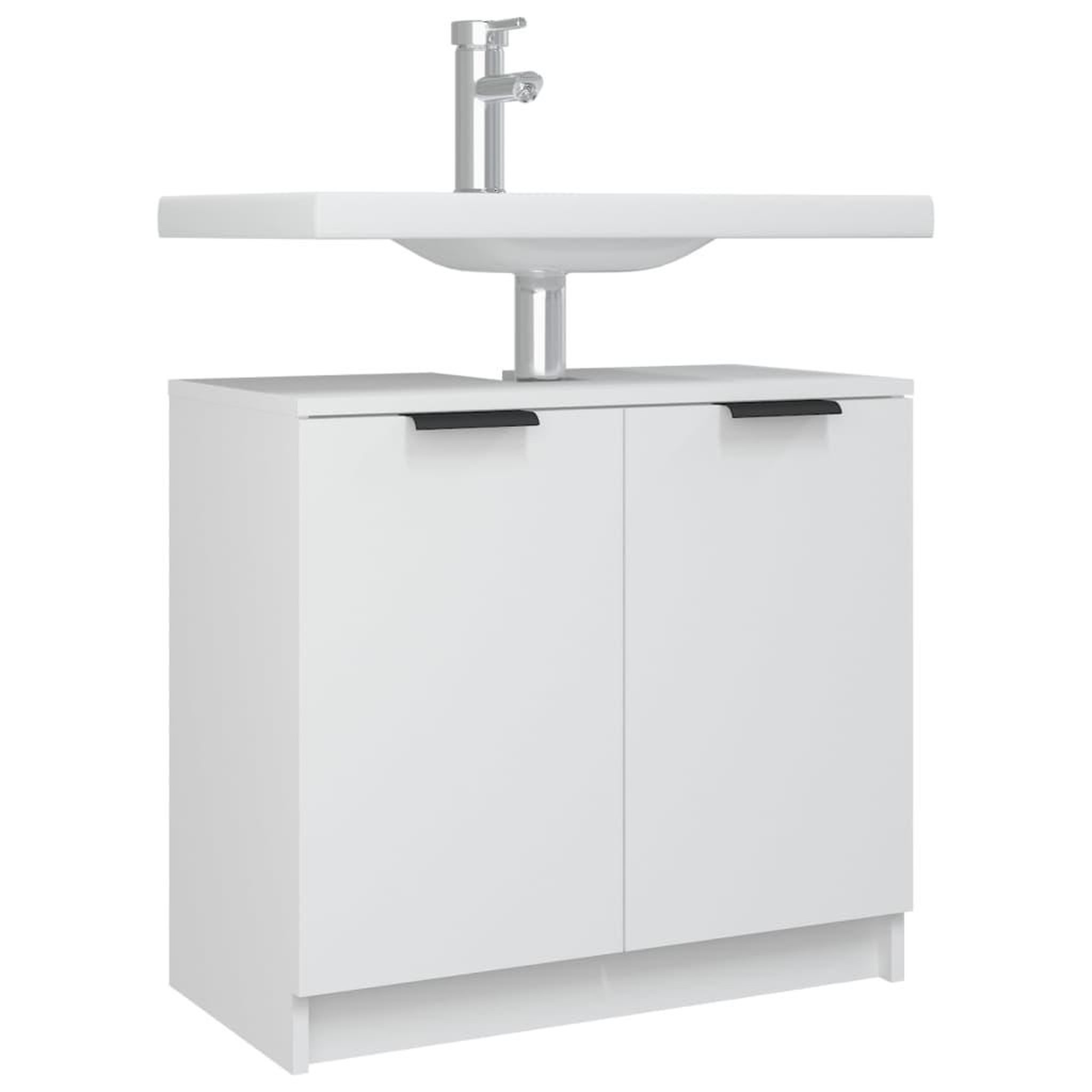 Voir la diapositive 5 : VIDAXL Armoire salle de bain Blanc 64,5x33,5x59 cm Bois d'ingenierie