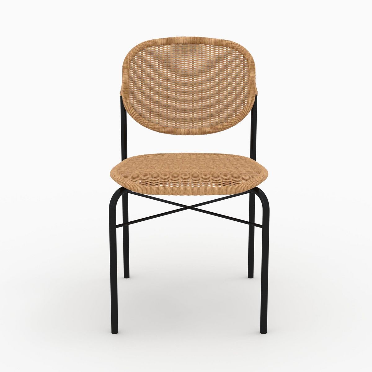 Rendez vous déco Lot de 2 chaises en résine tressée naturelle et pieds en métal - Messa