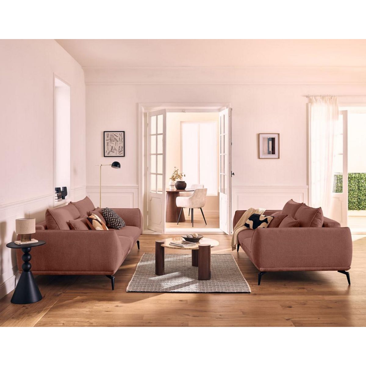 LISA DESIGN Arica - canapé droit 3 places convertible en tissu texturé