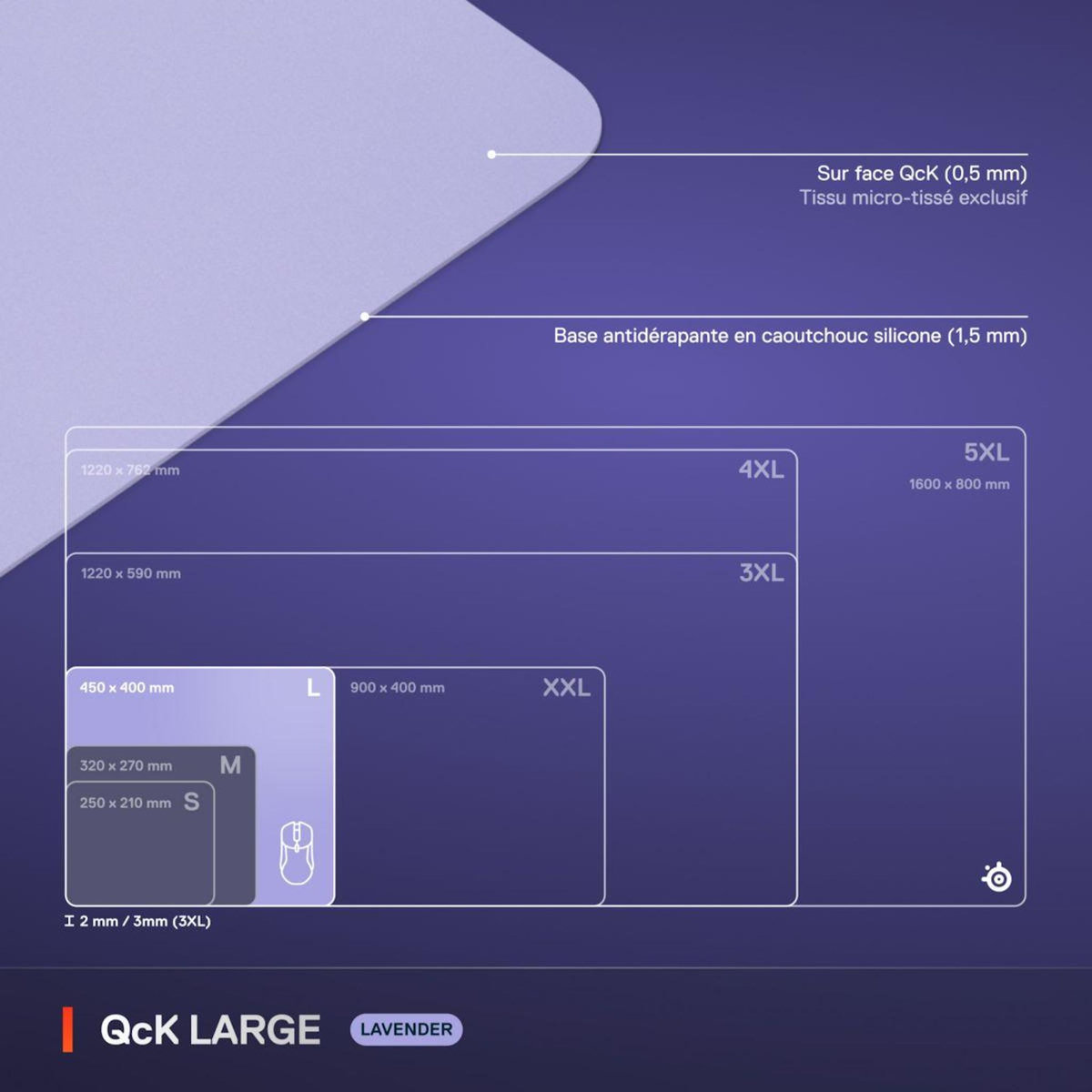 STEEL SERIES Tapis de souris QcK L Lavande