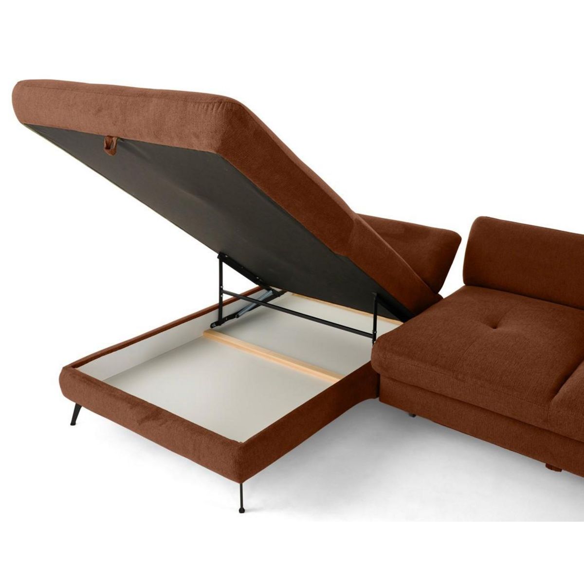 LISA DESIGN Ninon - canapé d'angle gauche 4 places convertible avec coffre en tissu texturé