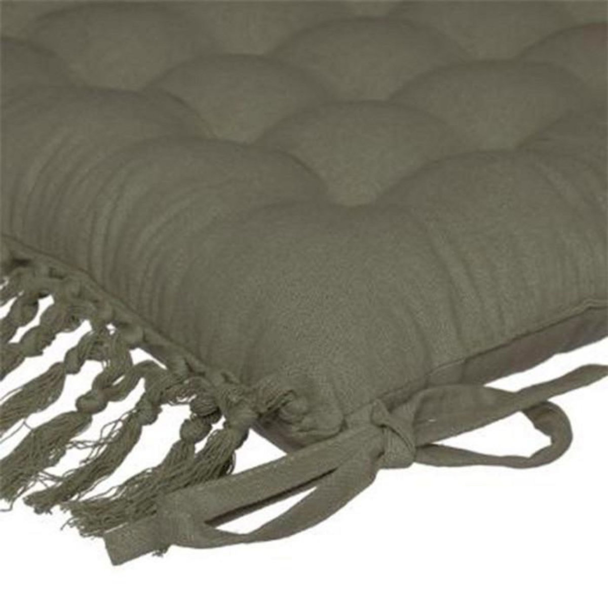 ATMOSPHERA Galette de Chaise  Macramé  40x40cm Vert Kaki