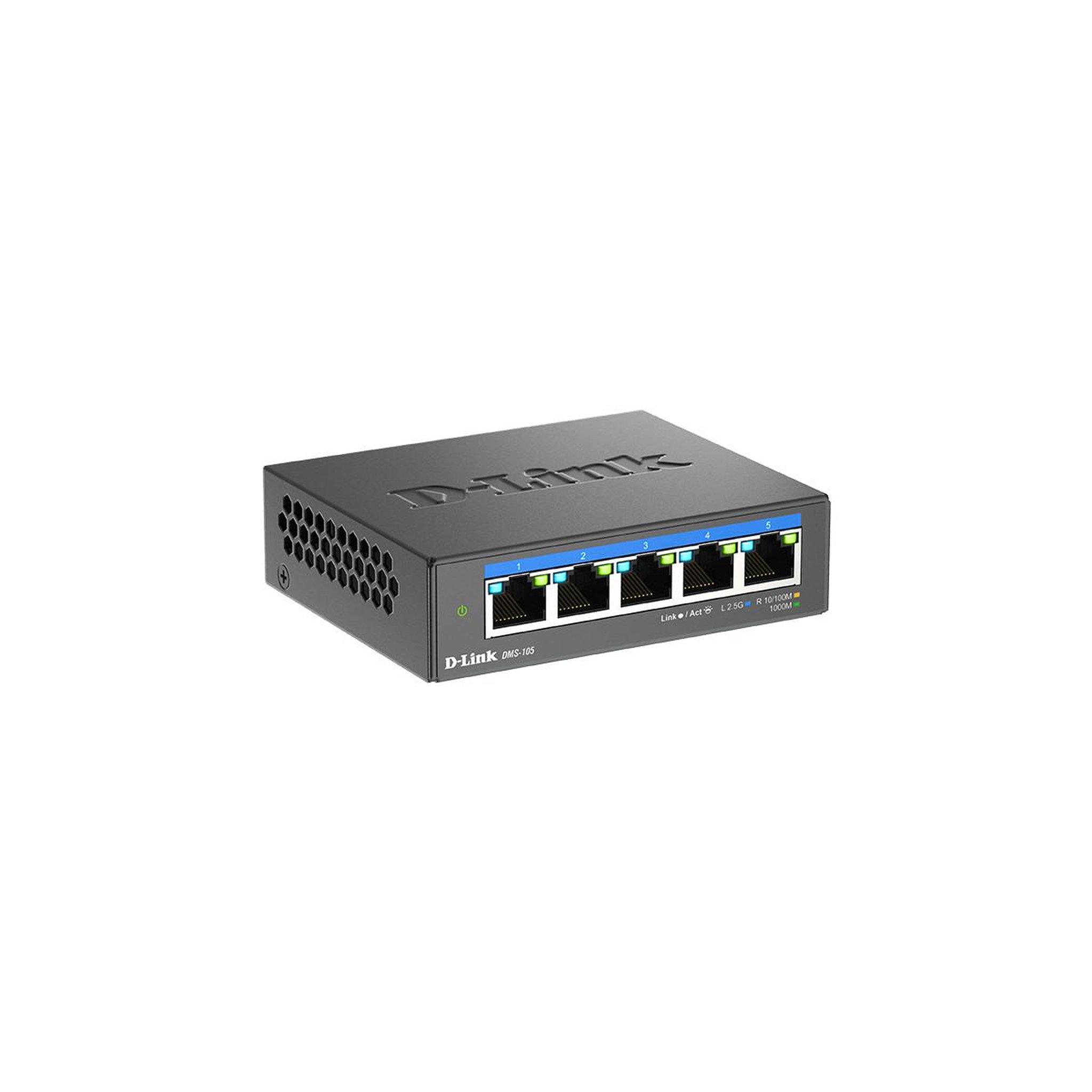Voir la diapositive 2 : D-Link Switch réseau D-Link DMS 105 - non géré - 5 ports 10/100/1000/2.5G - Boîtier métallique compact
