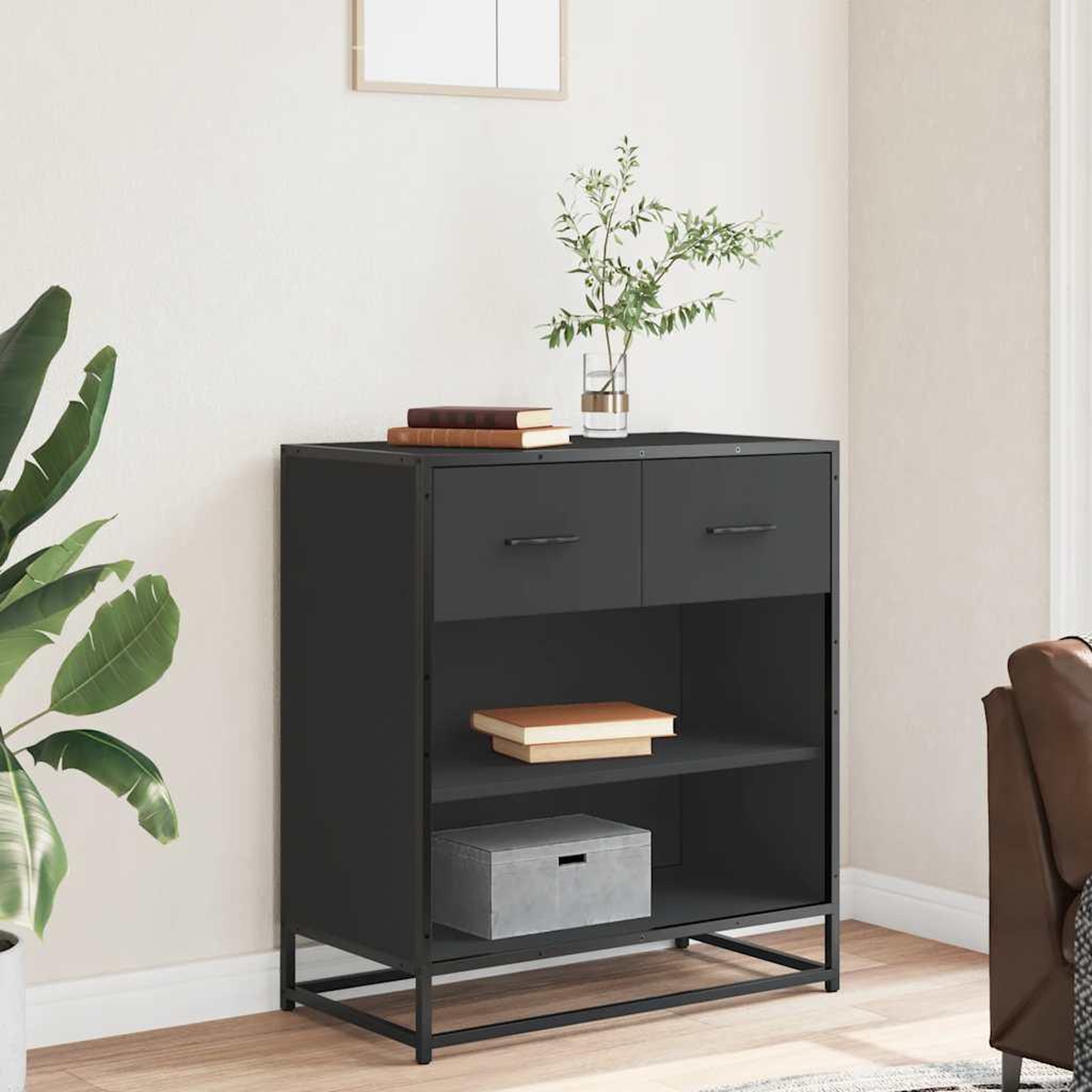 Voir la diapositive 3 : VIDAXL Buffet noir 68x35x76 cm bois d'ingenierie