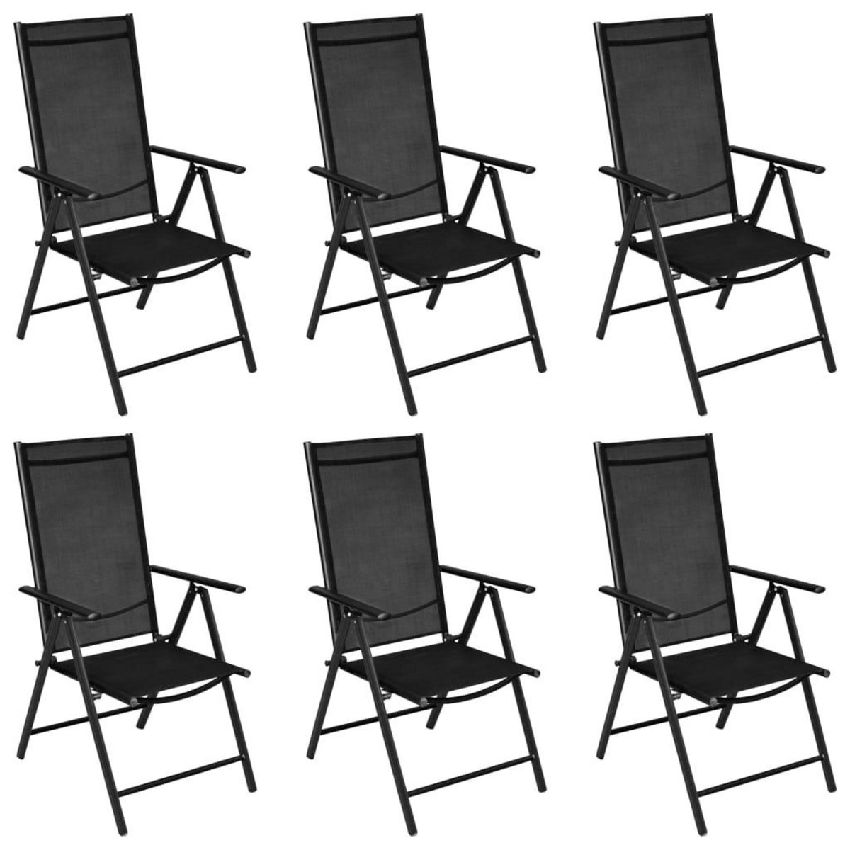 VIDAXL Ensemble a manger de jardin 7 pcs aluminium noir