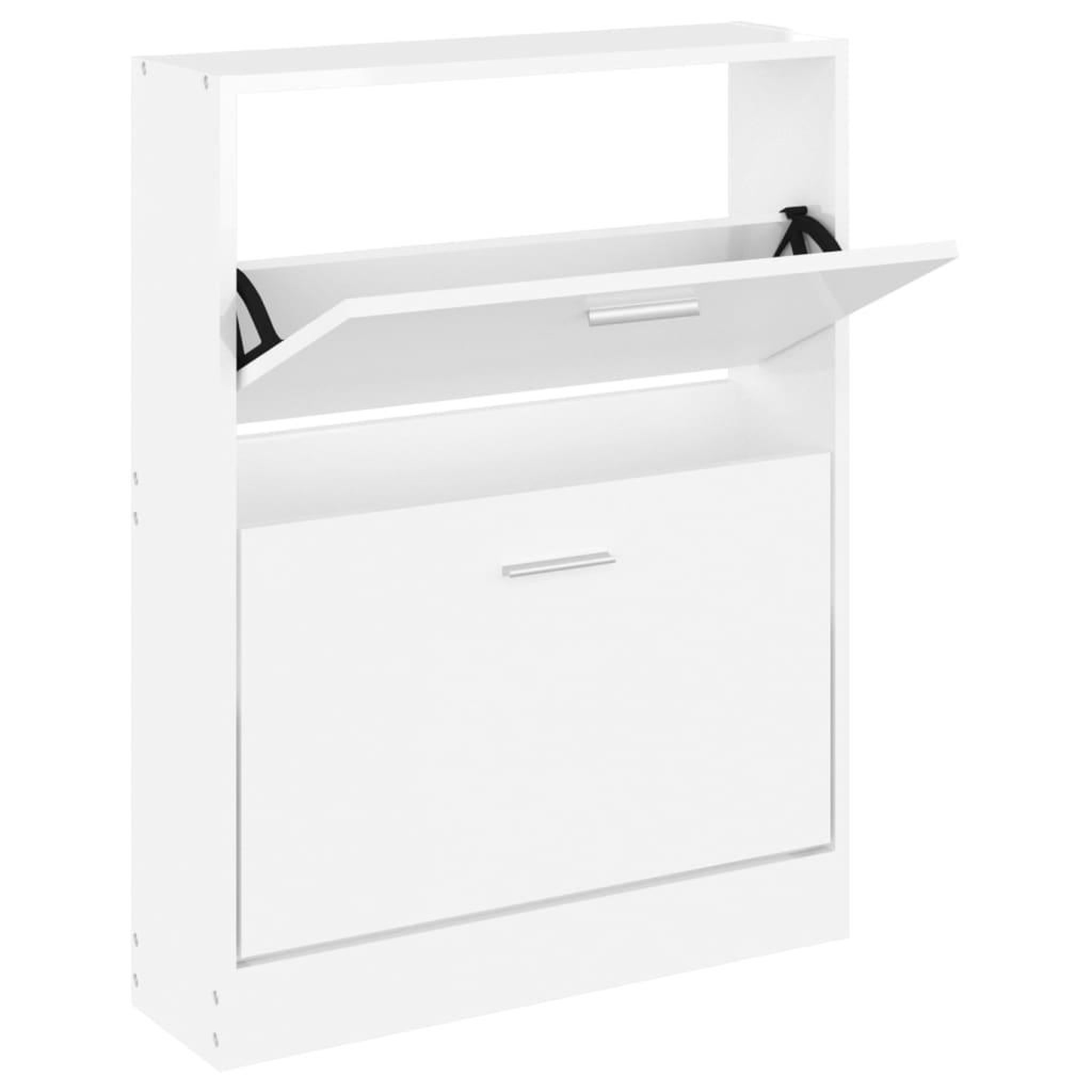 Voir la diapositive 2 : VIDAXL Armoire a chaussure Blanc brillant 59x17x81 cm Bois ingenierie