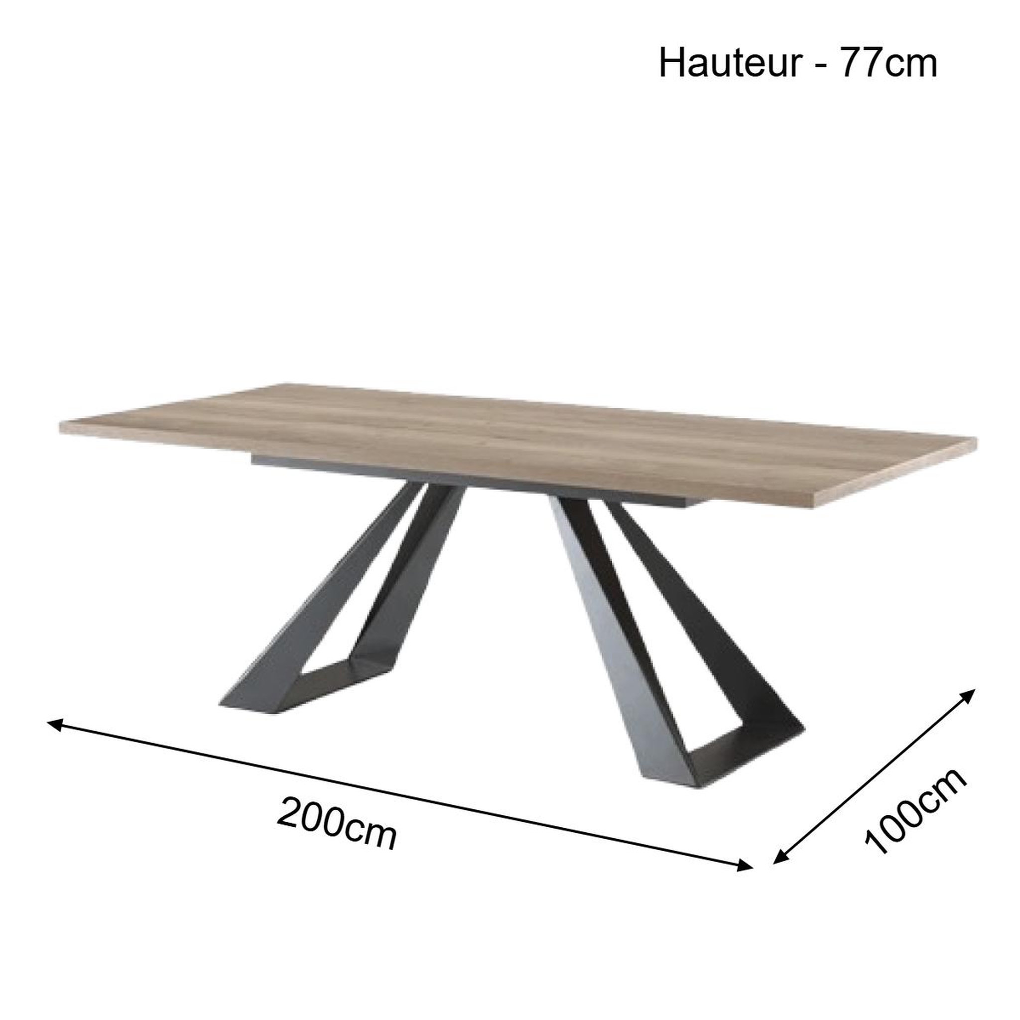 Voir la diapositive 5 : JLC KREATION Table à manger contemporaine fixe l 200cm décor chêne pero