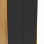 Voir la diapositive 6 : ID MARKET Armoire vestiaire penderie ESTER 2 portes métal noir et contour bois design industriel
