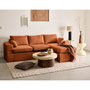Voir la diapositive 1 : LISA DESIGN Calgary - canapé d'angle déhoussable et modulable 3 places + 1 pouf en velours texturé