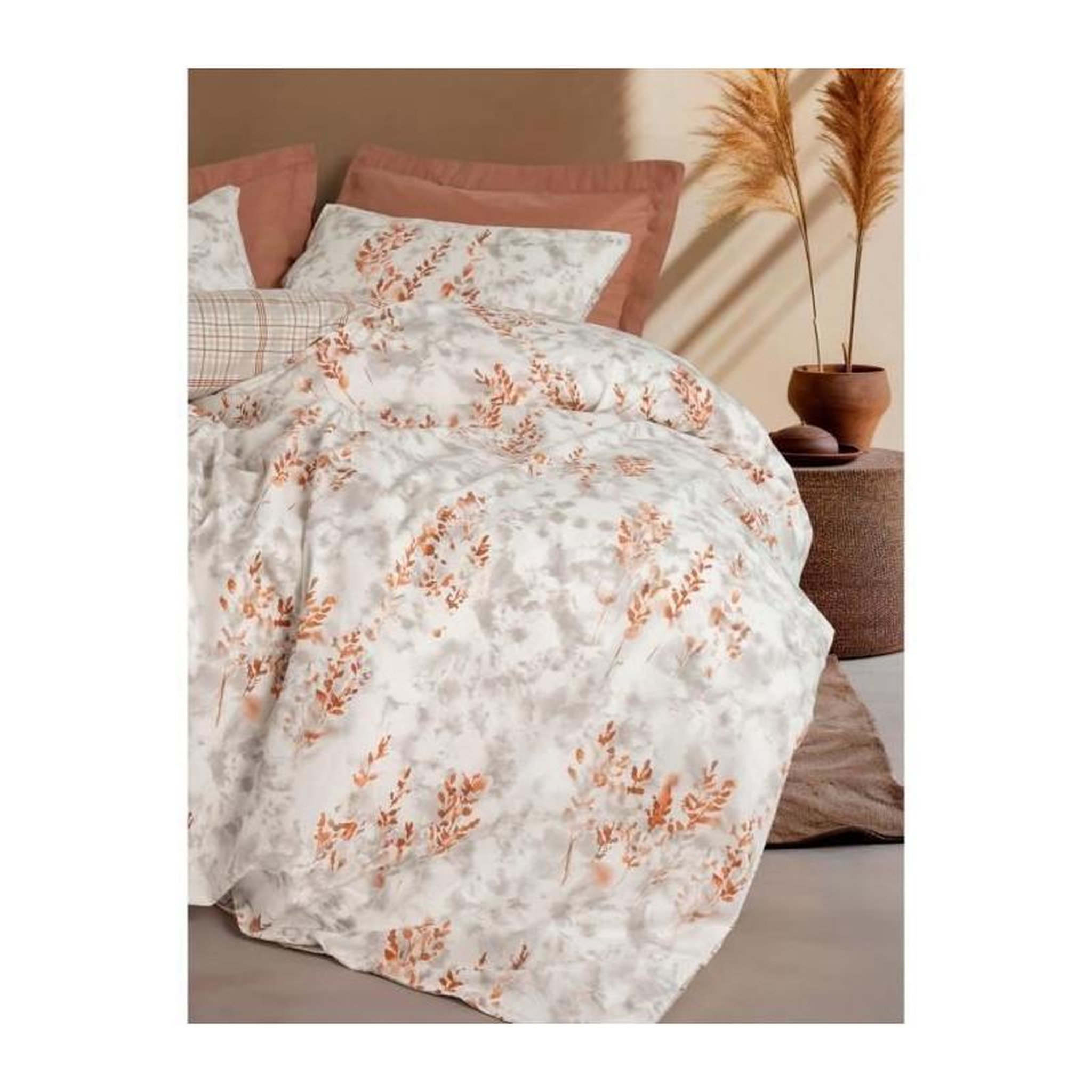 Voir la diapositive 3 : GENERIQUE Parure de lit - 129CTN64845 - 1 housse de couette 220 x 240 cm + 2 taies d'oreiller 60 x 60 cm - 100% coton ranforcé - Cannelle