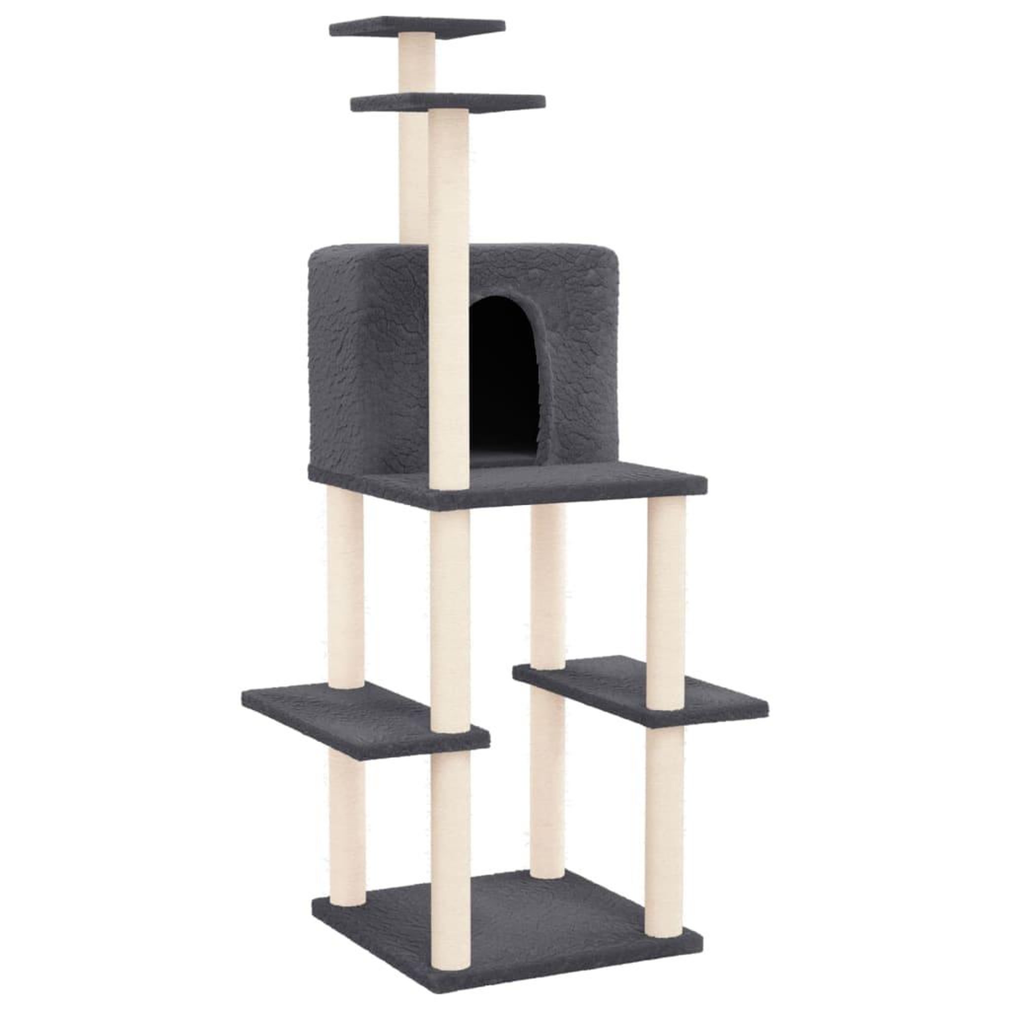 Voir la diapositive 2 : VIDAXL Arbre a chat avec griffoirs en sisal Gris fonce 144,5 cm