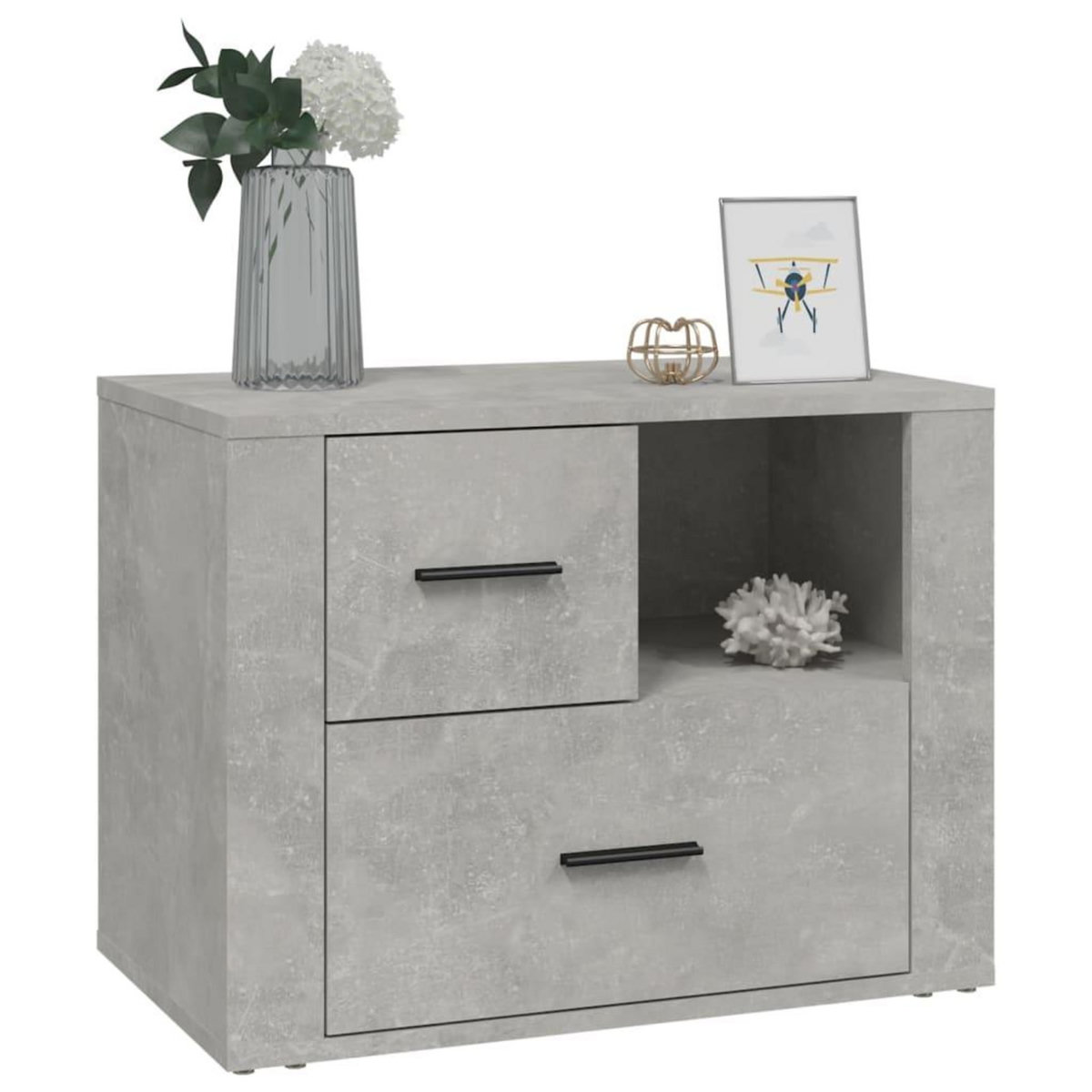VIDAXL Table de chevet Gris beton 60x36x45 cm Bois d'ingenierie