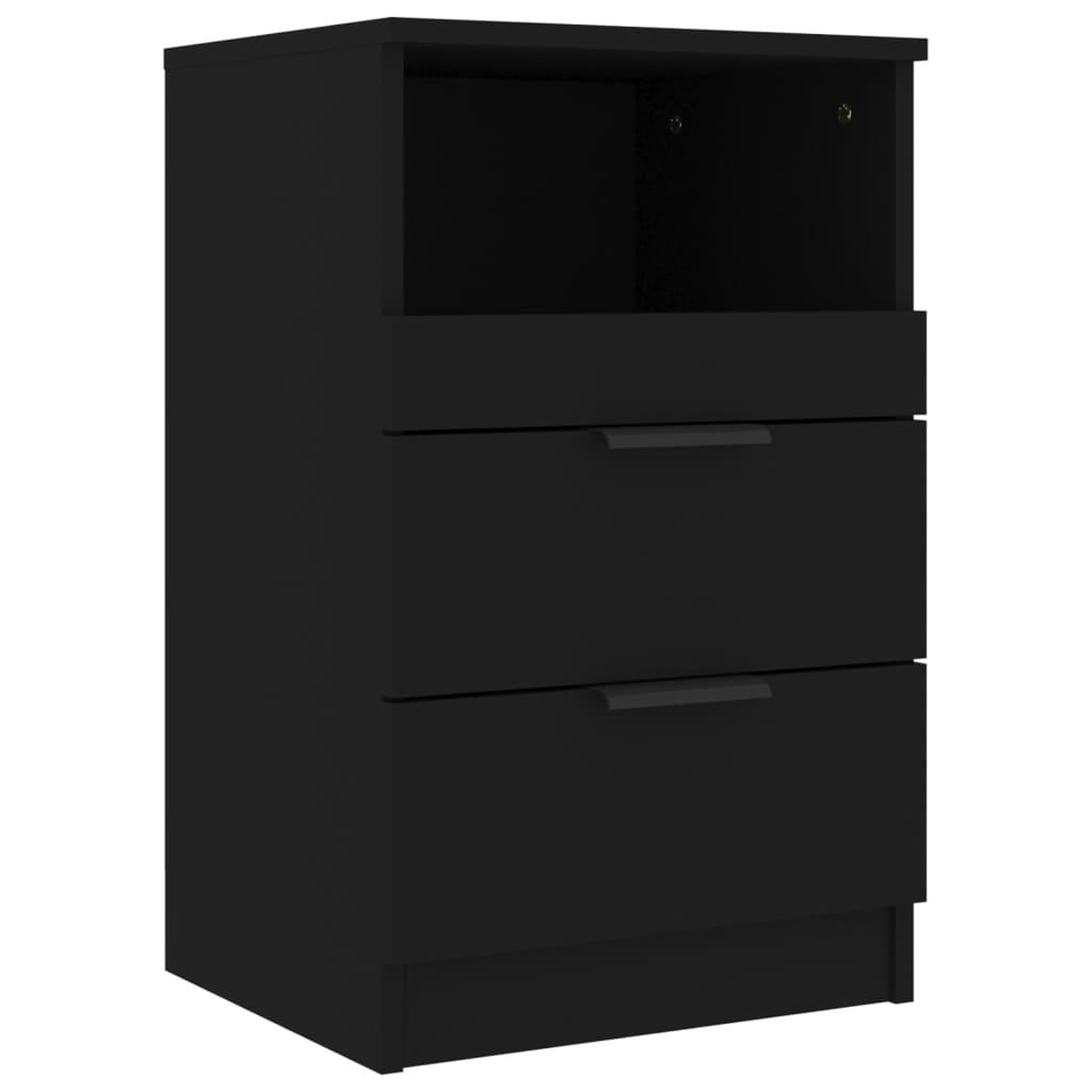 Voir la diapositive 2 : VIDAXL Table de chevet Noir Bois d'ingenierie
