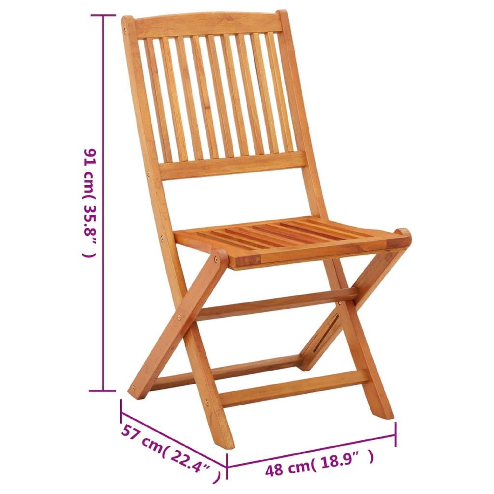 Voir la diapositive 6 : VIDAXL Chaises de jardin pliables lot de 4 Bois d'eucalyptus massif