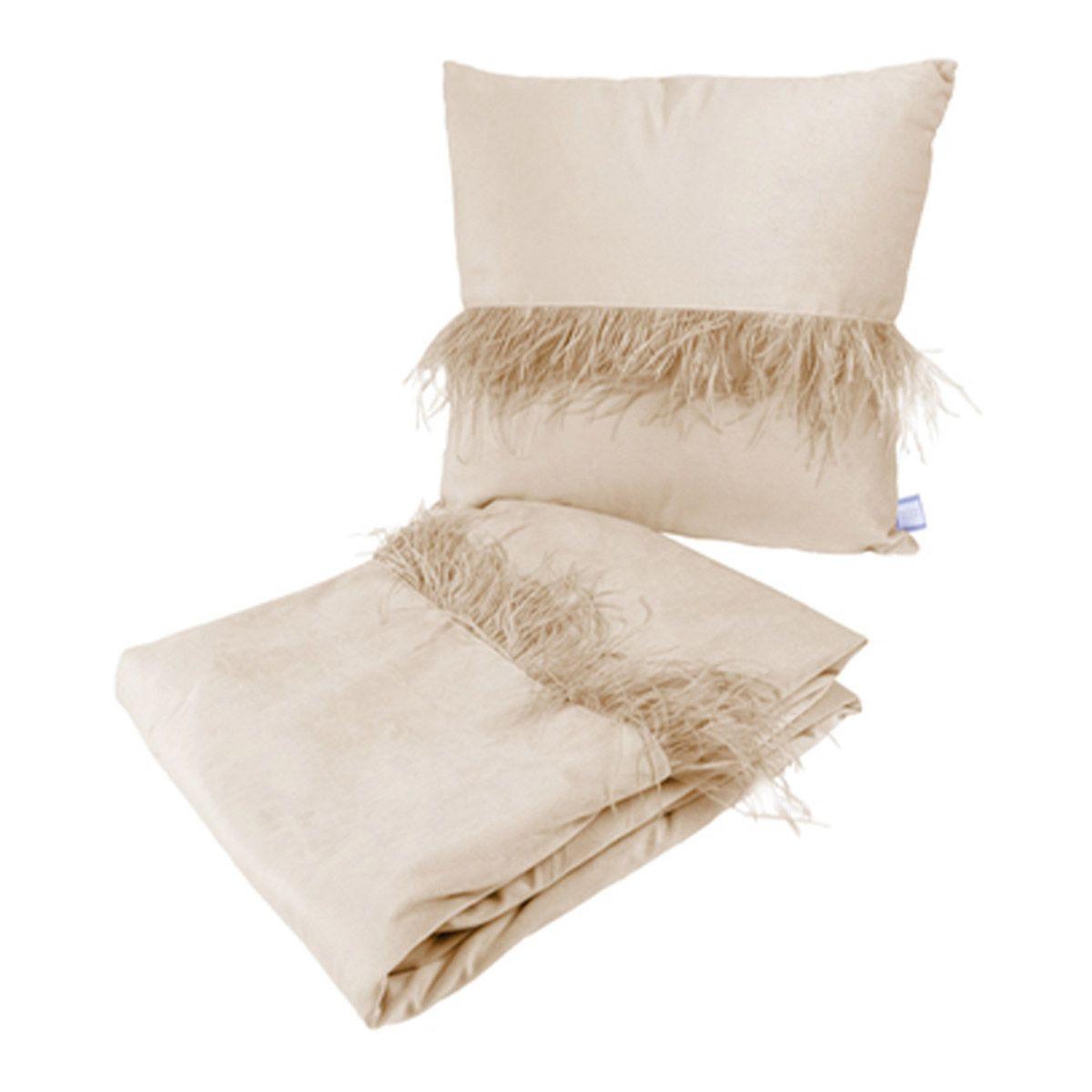 Voir la diapositive 1 : Paris Prix Ensemble Coussin & Plaid  Palmira  130x170cm Champagne