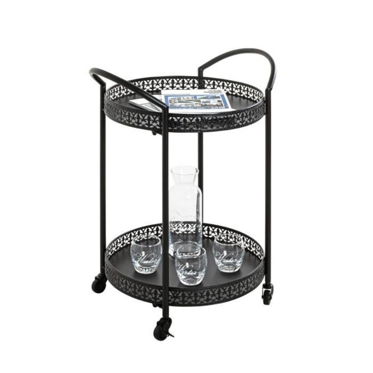 Paris Prix Desserte de Cuisine Design  Loniba  71cm Noir