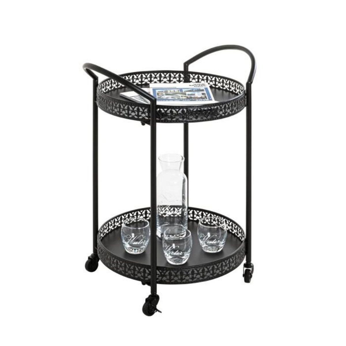 Paris Prix Desserte de Cuisine Design  Loniba  71cm Noir