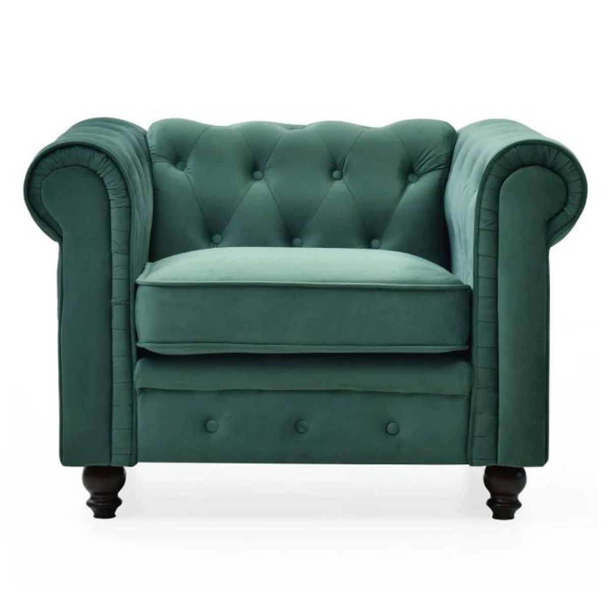 Paris Prix Fauteuil Design Velours  Chesterfield  111cm Vert