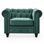 Voir la diapositive 1 : Paris Prix Fauteuil Design Velours  Chesterfield  111cm Vert