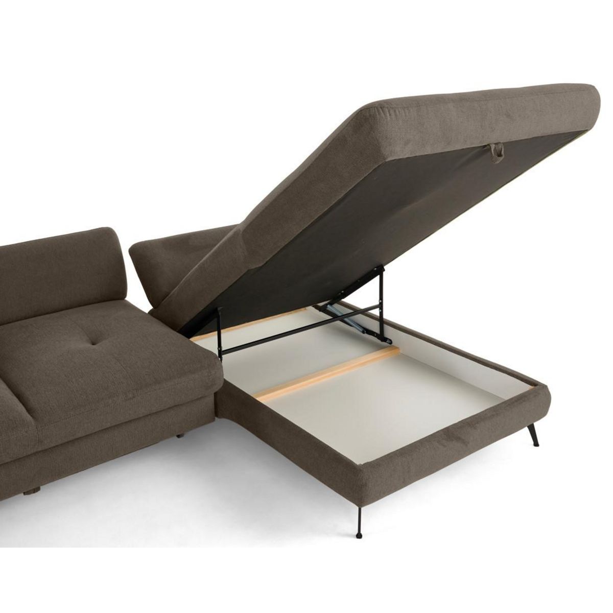 LISA DESIGN Ninon - canapé d'angle droit 4 places convertible avec coffre en tissu texturé