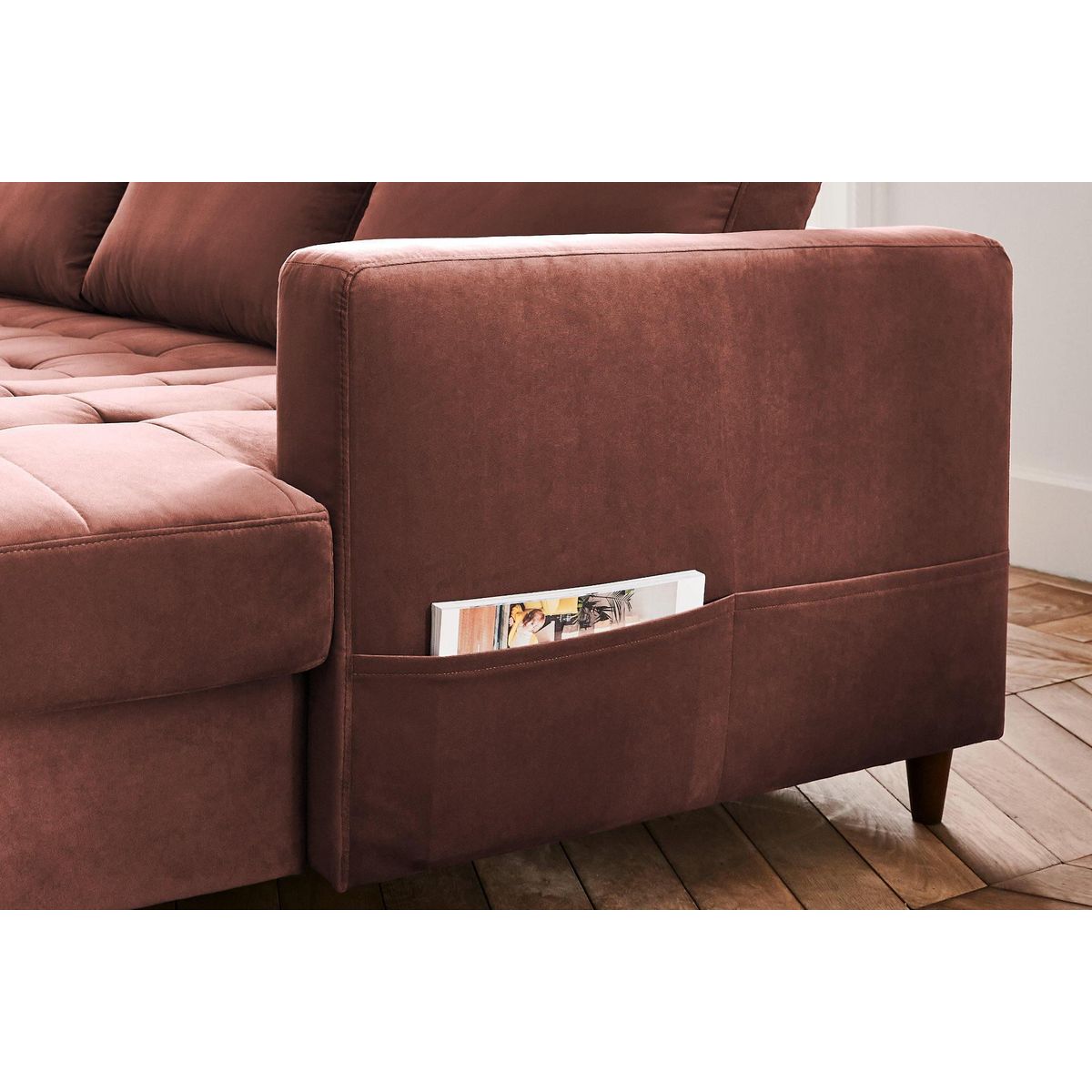 LISA DESIGN Anna - canapé panoramique d'angle gauche - 7 places - convertible avec coffre - en velours