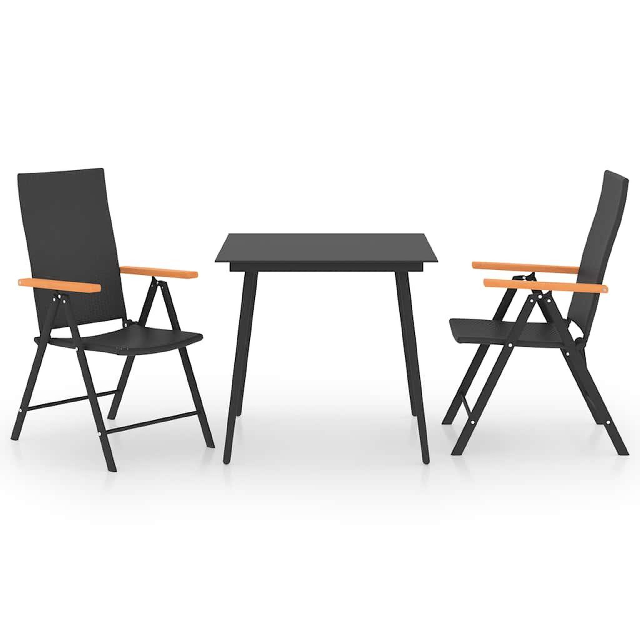 VIDAXL Ensemble a manger de jardin 3 pcs noir et marron