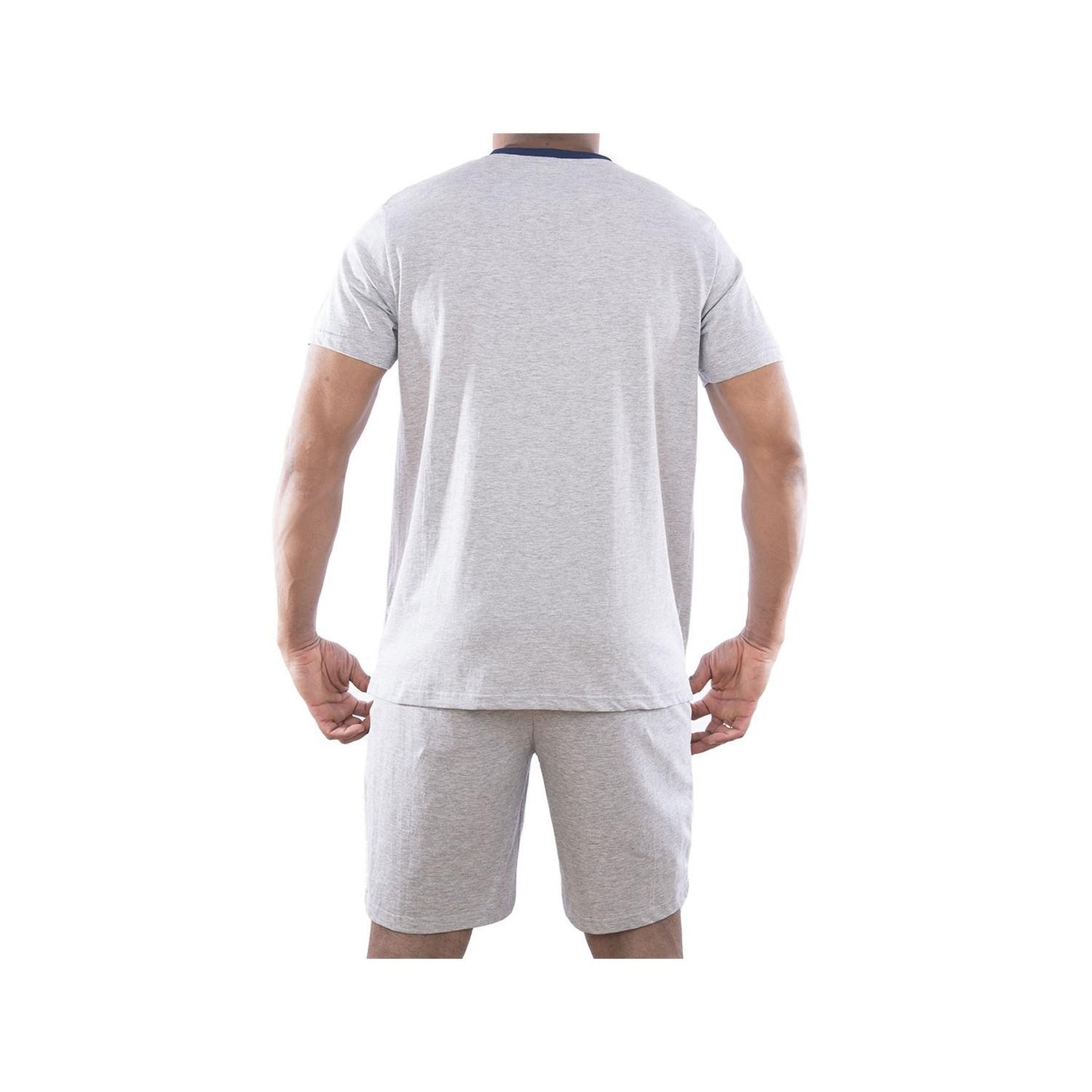 Voir la diapositive 3 : SERGE BLANCO Ensemble homme Pyjama court T-shirt col tunisien