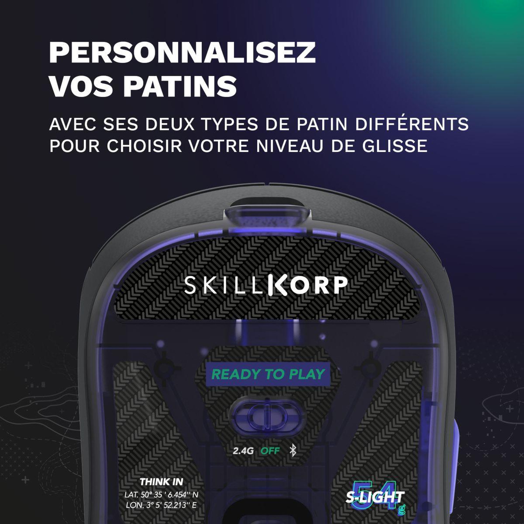 Voir la diapositive 3 : SKILLKORP Souris gamer sans fil m20 noir ultimate 1k