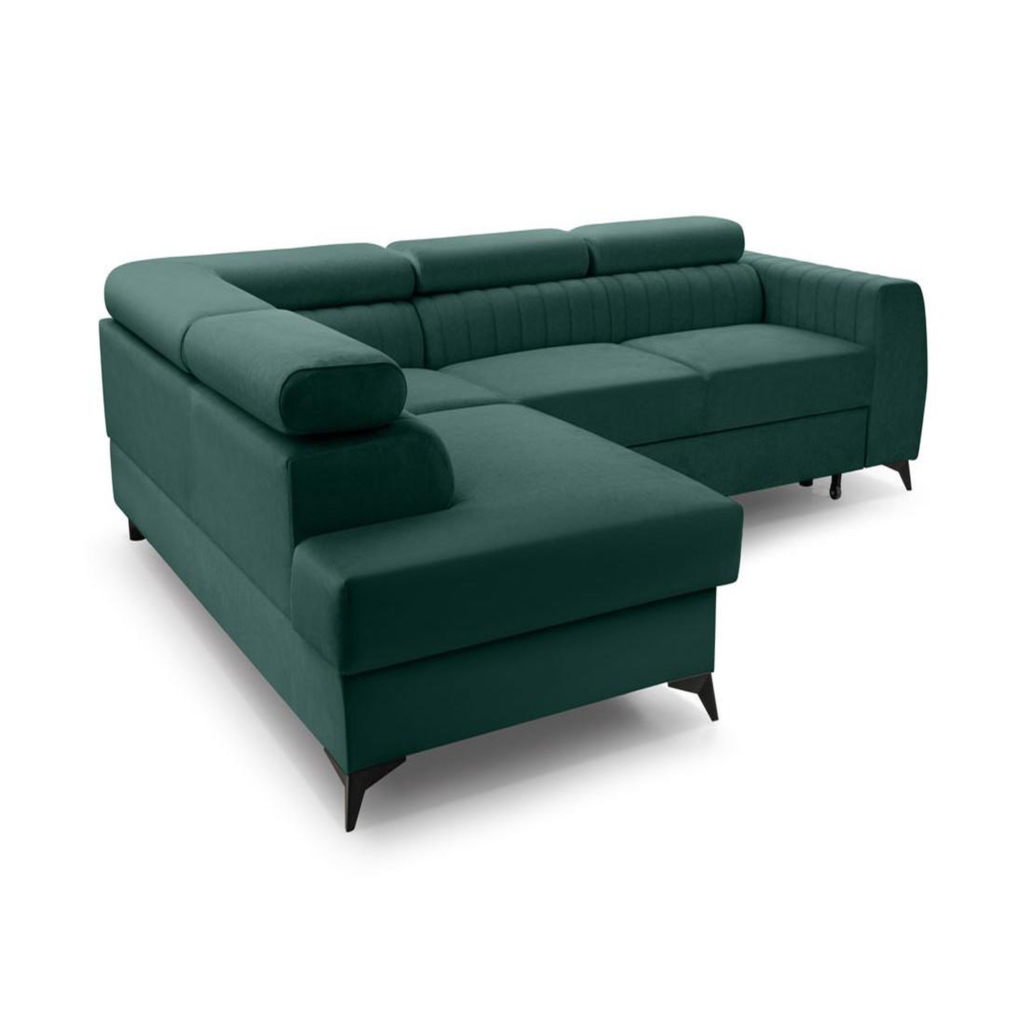 Voir la diapositive 6 : BEST MOBILIER Aneta - canapé d'angle gauche 5 places - convertible avec coffre et têtières - en velours