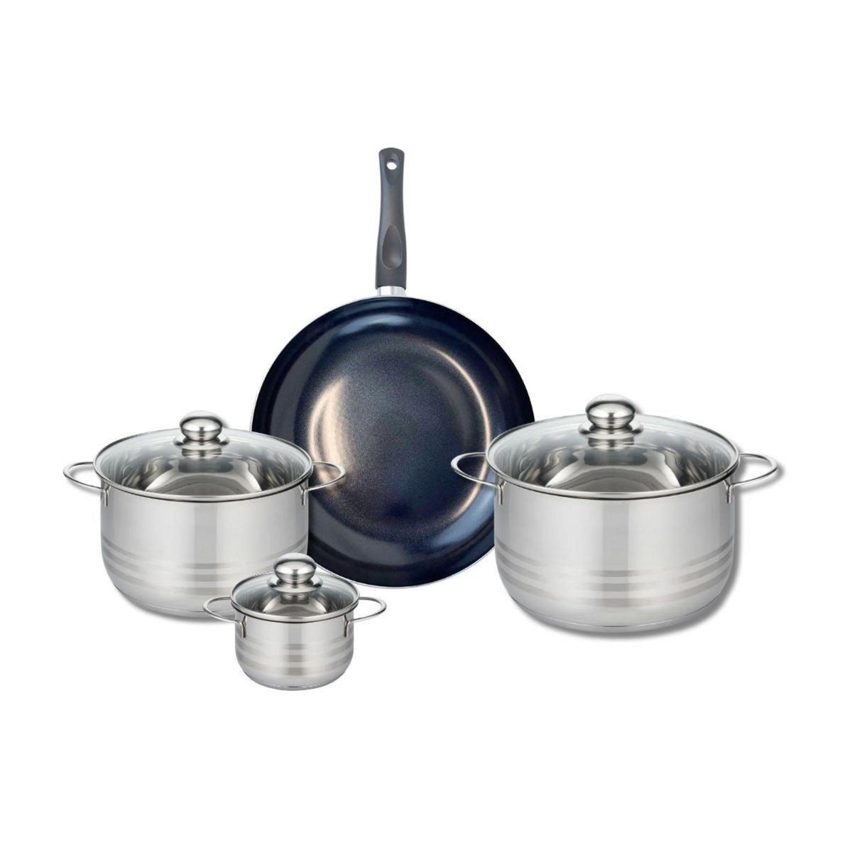 ELO Ensemble de 1 Poêle de cuisson 28 cm et 3 faitouts 12, 20 et 24 cm Elo Prima Brillant