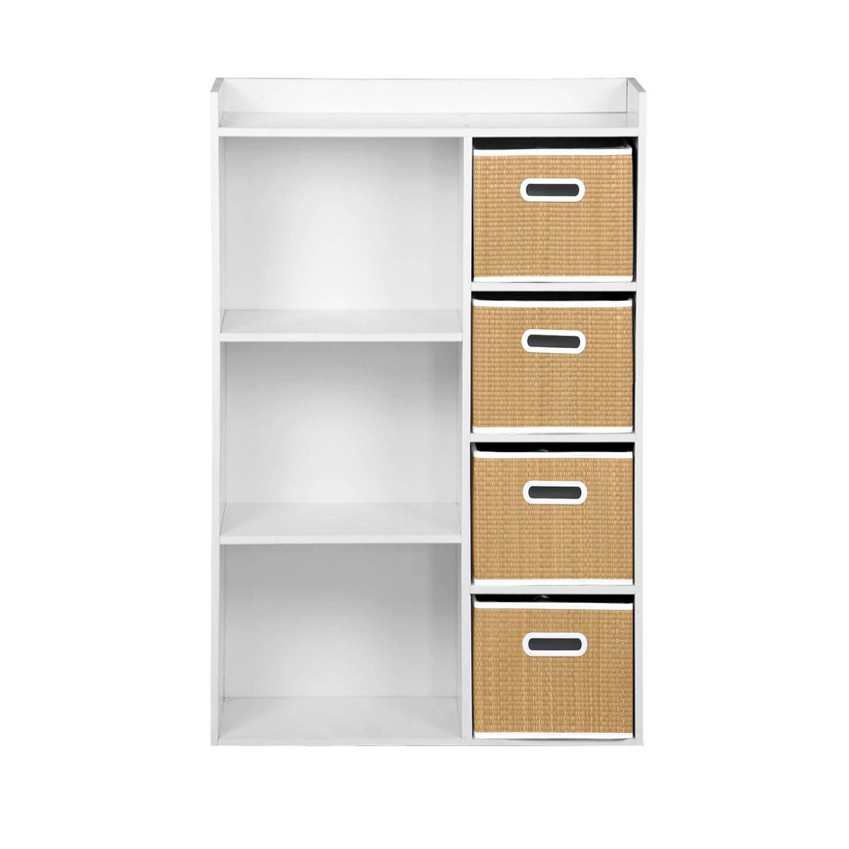 SWEEEK Meuble de rangement pour enfant avec 7 compartiments et 4 paniers fibre naturelle