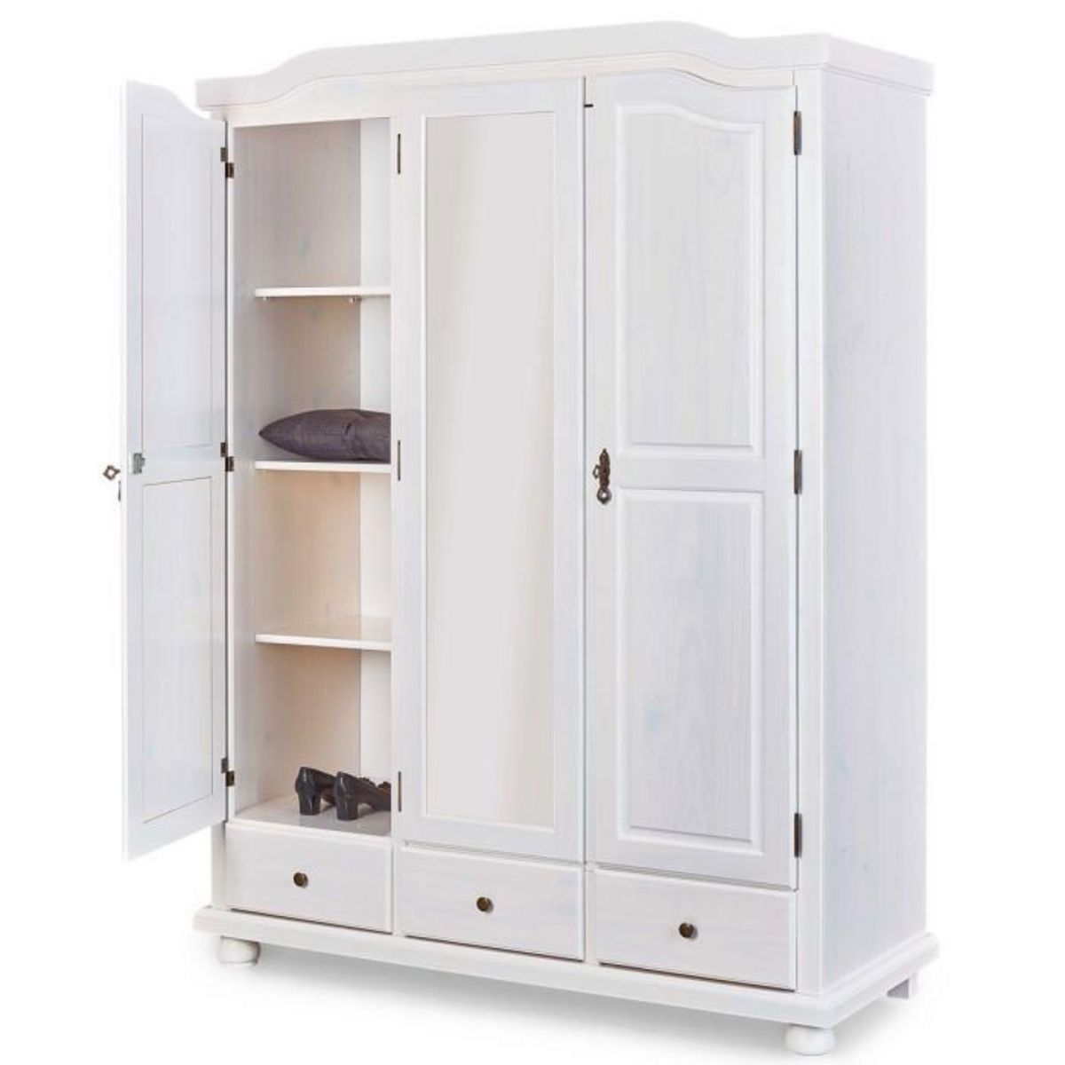 Paris Prix Armoire 3 Portes & 3 Tiroirs Bois  Izi  198cm Blanc