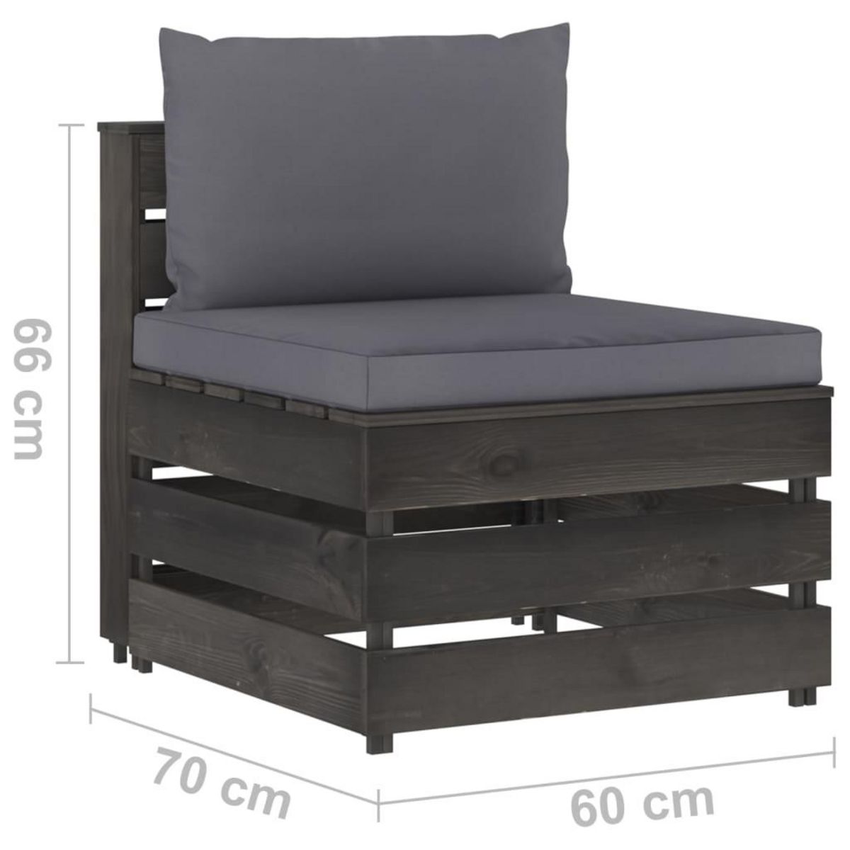 VIDAXL Canape central sectionnel avec coussins Bois impregne de gris