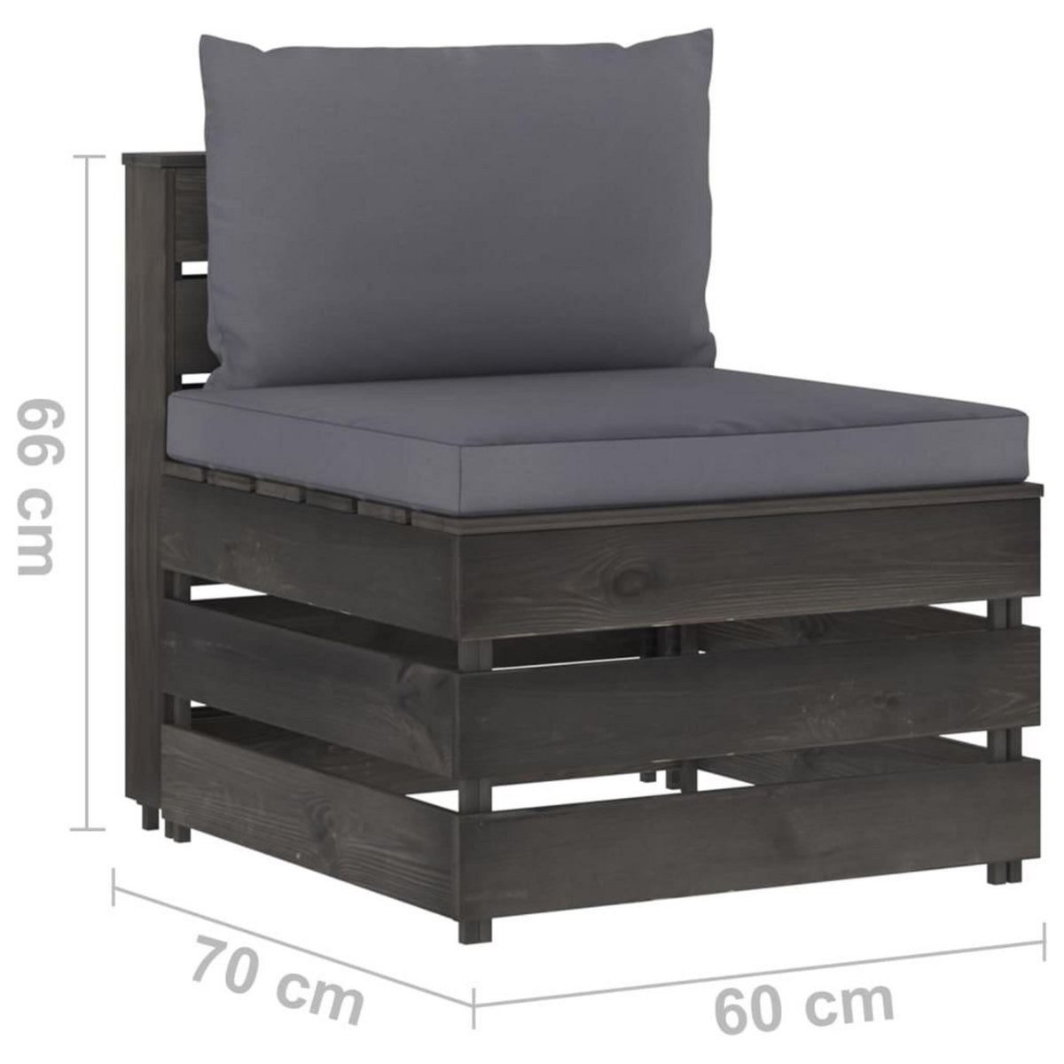 VIDAXL Canape central sectionnel avec coussins Bois impregne de gris