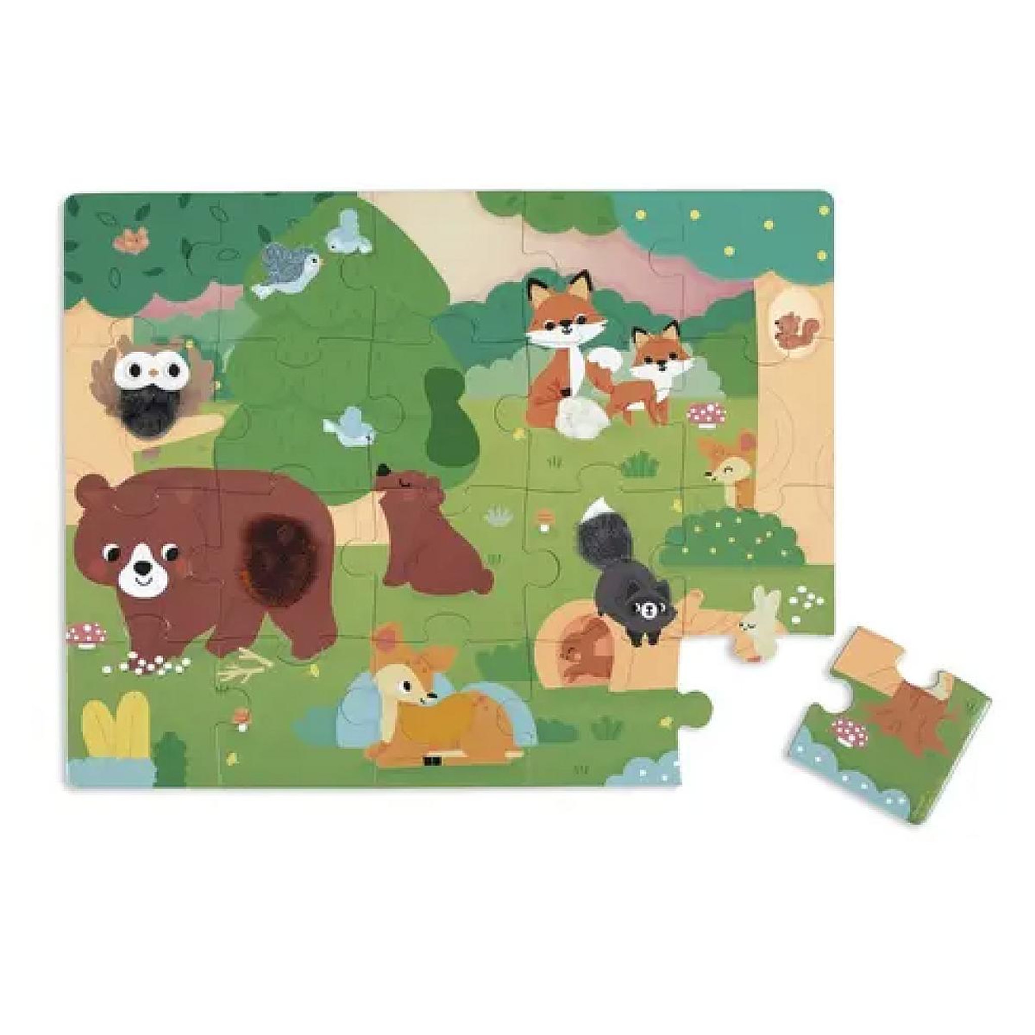Voir la diapositive 2 : JANOD Puzzle Tactile 20 Pieces - Foret
