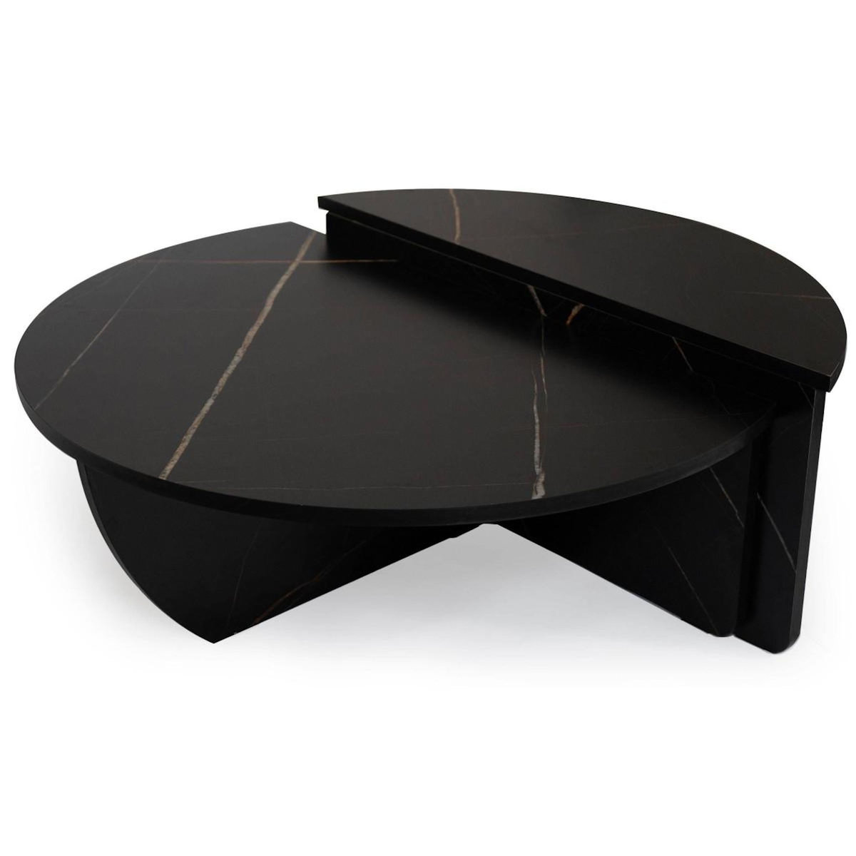 Paris Prix Lot de 2 Tables Basses Design  Armango  90cm Noir Marbré