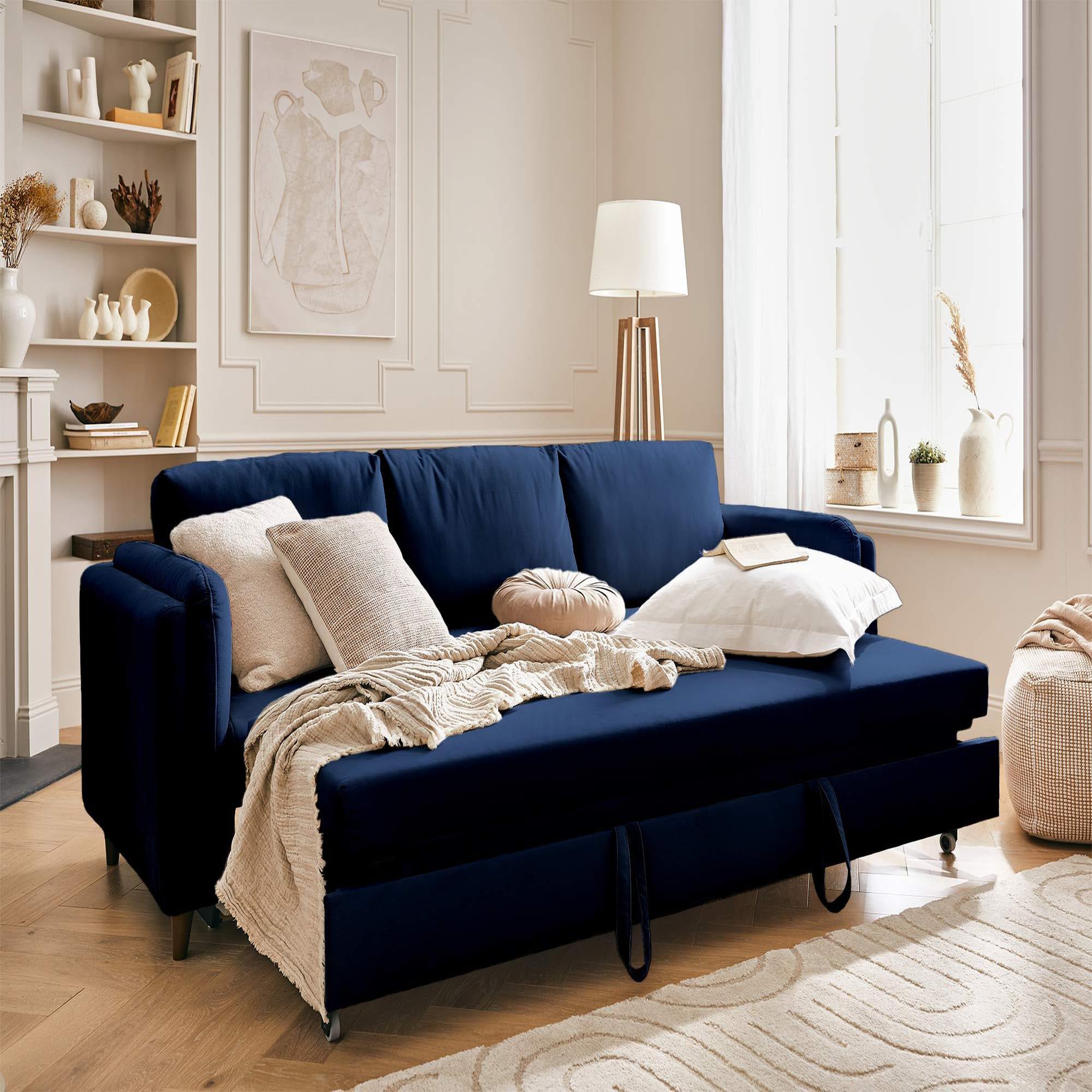 Voir la diapositive 2 : BEST MOBILIER Brooke - canapé 3 places - convertible - en velours