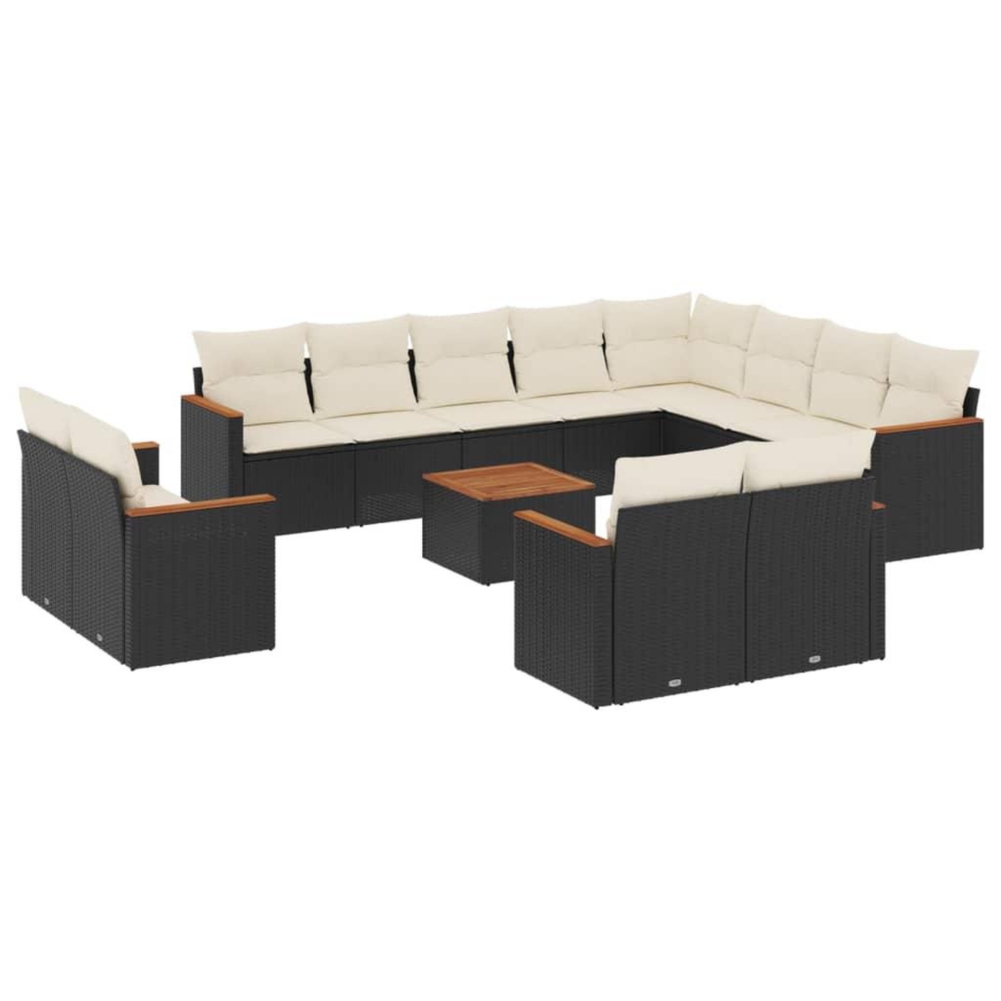 Voir la diapositive 2 : VIDAXL Salon de jardin avec coussins 13 pcs noir resine tressee