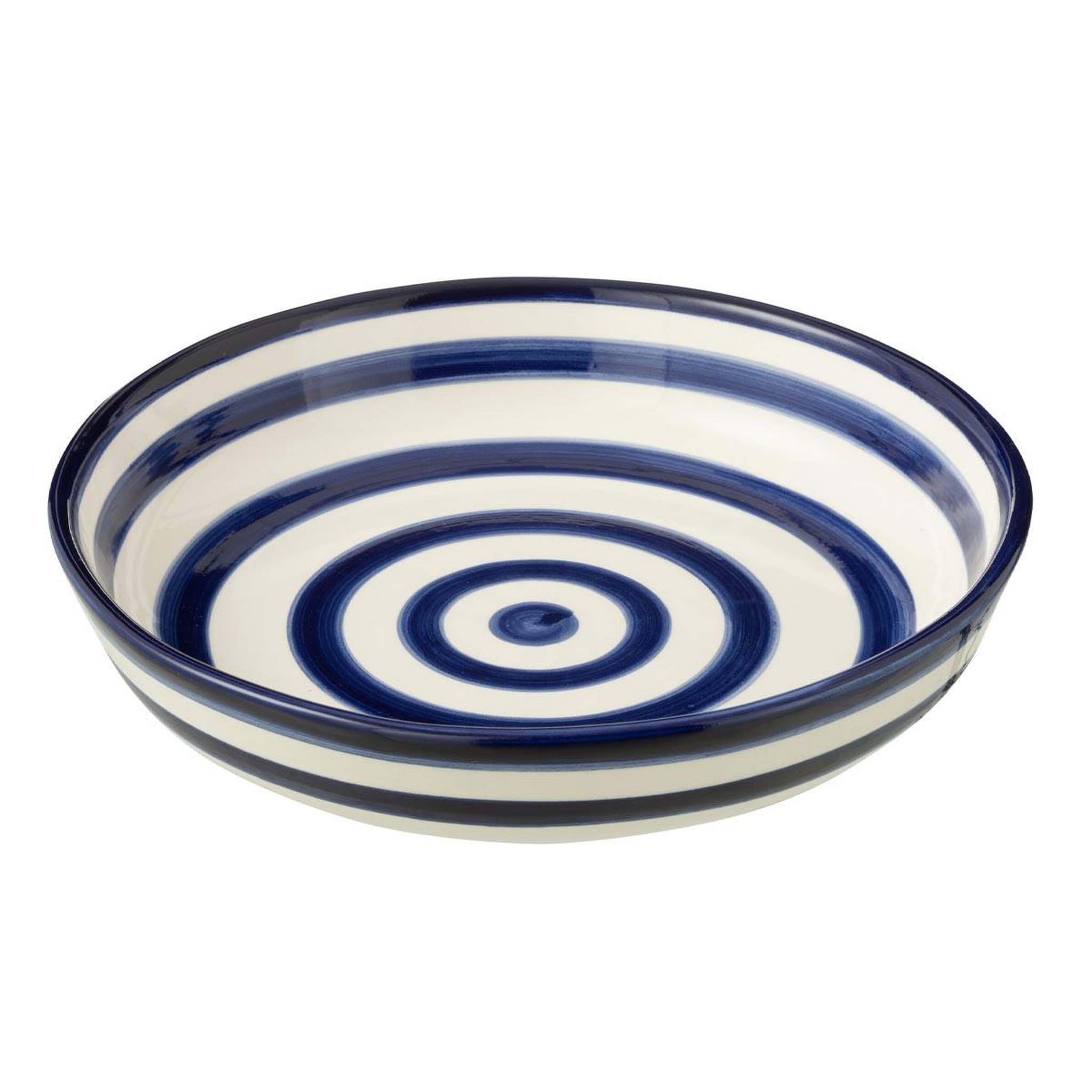 J-LINE Coupelle basse en céramique  granada rayure  25cm bleu cobalt