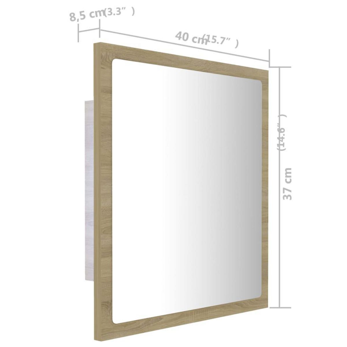 VIDAXL Miroir LED de salle de bain Chene sonoma 40x8,5x37 cm Acrylique