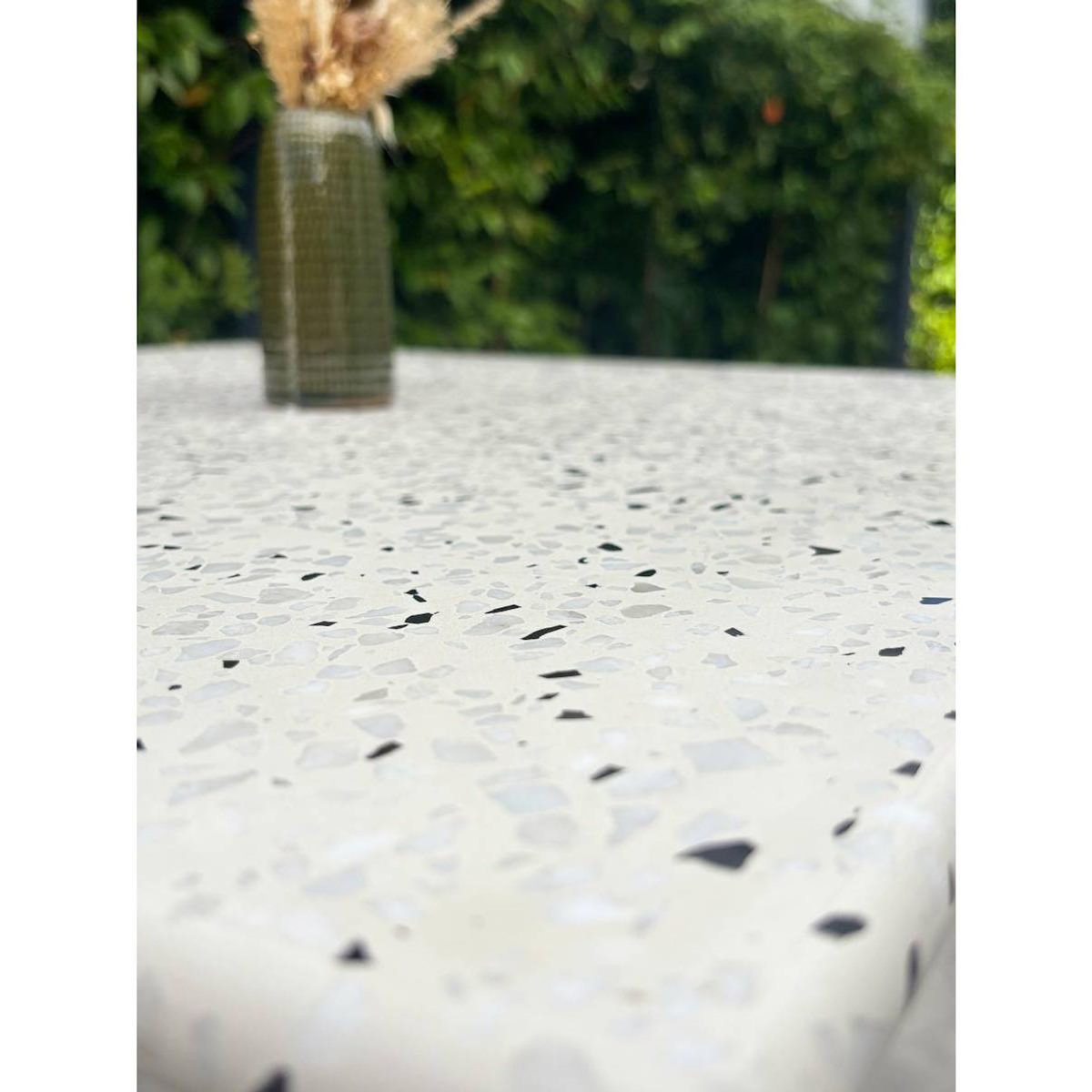 Paris Prix Table de Jardin Carrée en Terrazzo  Bistro  70cm Blanc