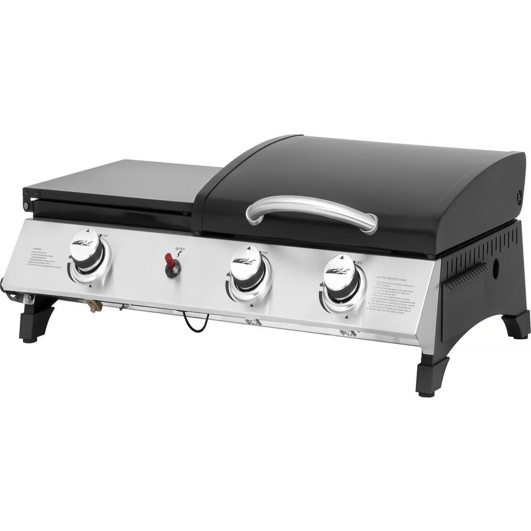 Voir la diapositive 3 : Habitat et Jardin Plancha gaz avec couvercle  rasio  - 7.5 kw - 3 brûleurs - noir