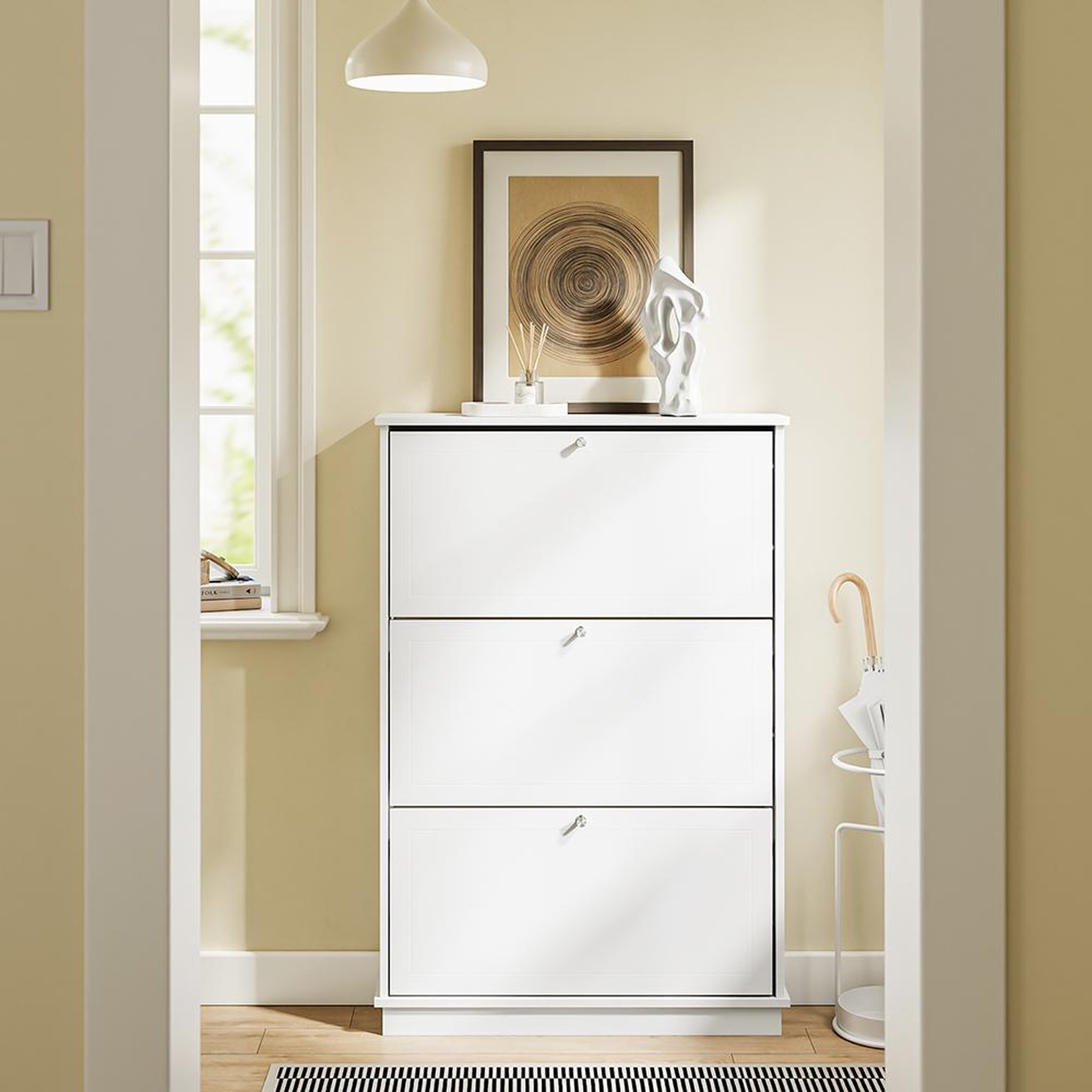 Voir la diapositive 6 : SOBUY Armoire à chaussures Blanc 76x18x113cm FSR215-W
