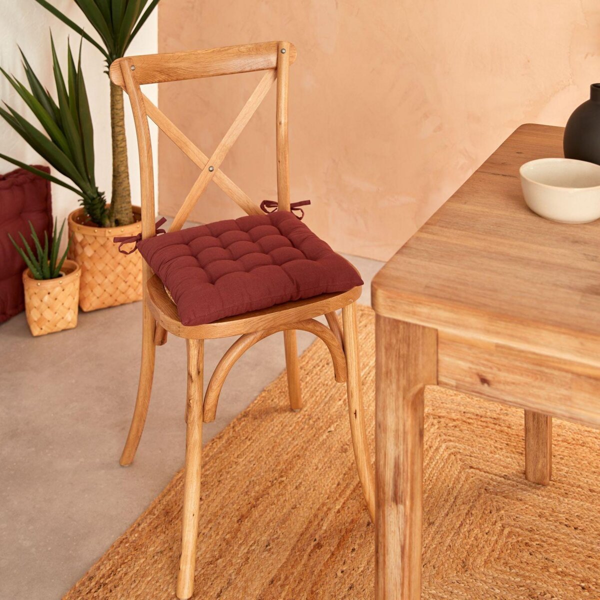 ATMOSPHERA Lot de 2 galettes de chaise ANJALI - 38 x 38 cm - Prune