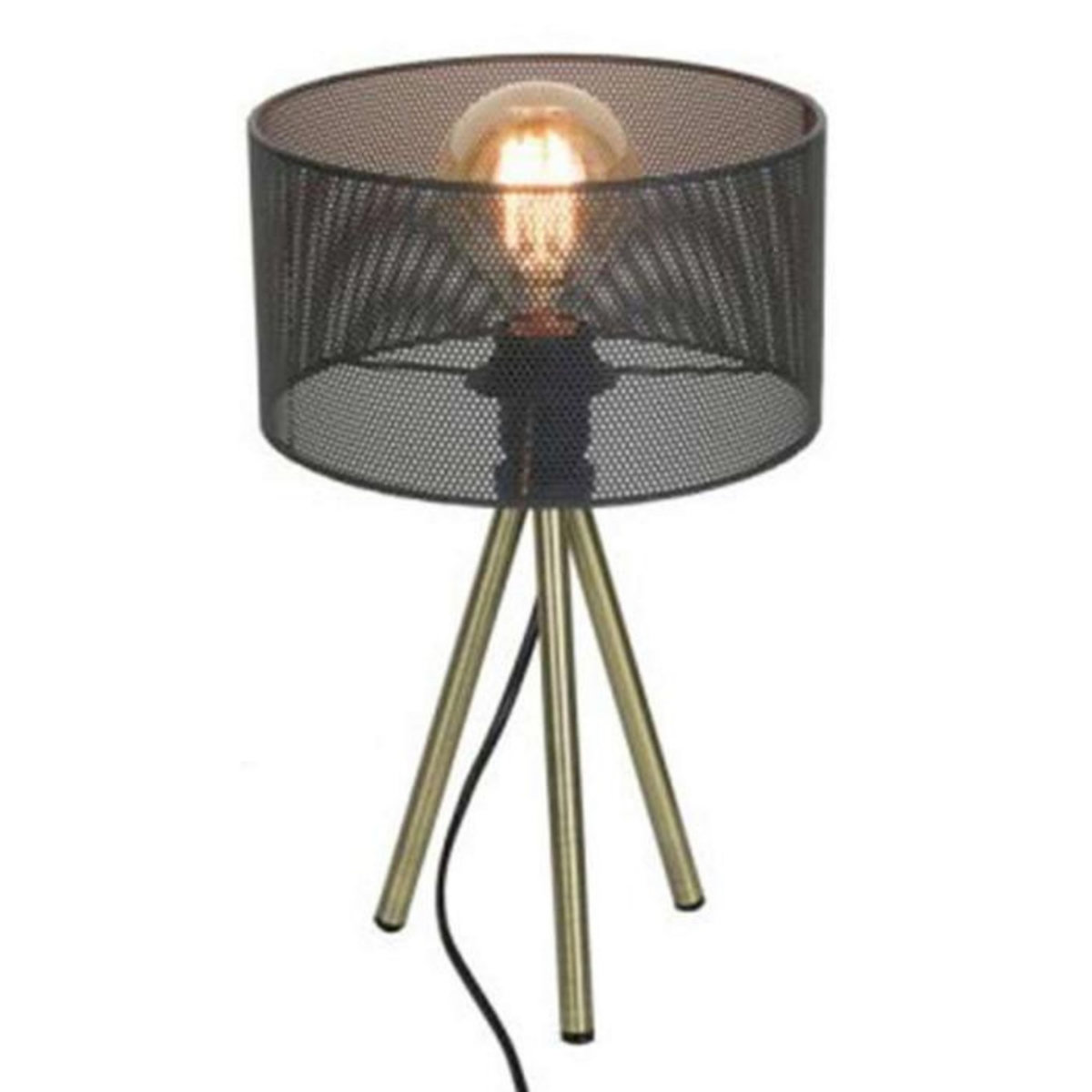 Paris Prix Lampe à Poser Trépied  Perforée  38cm Gris